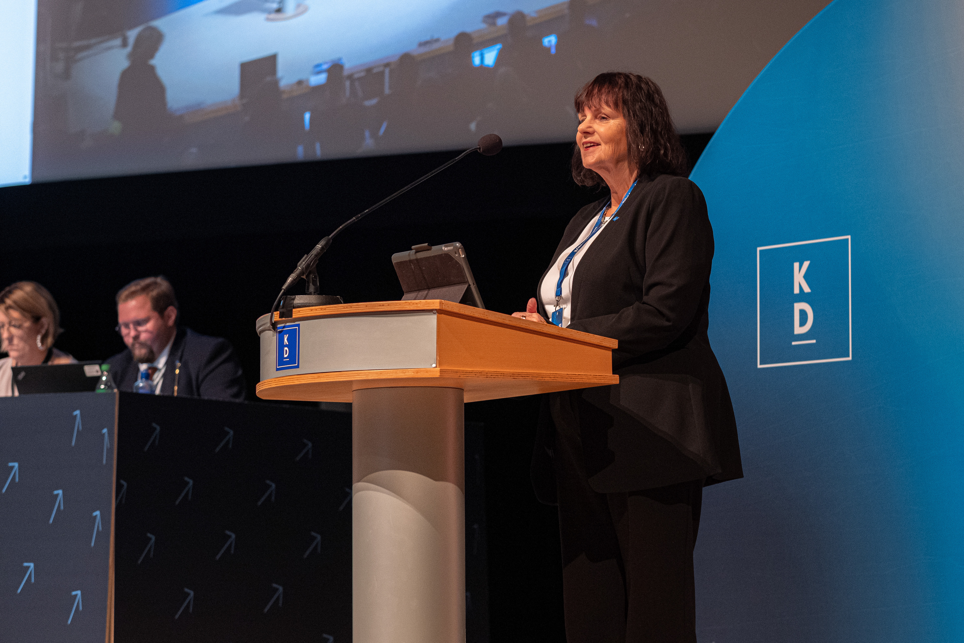 Birgitta Södertun i talarstolen på KD Riksting 2021