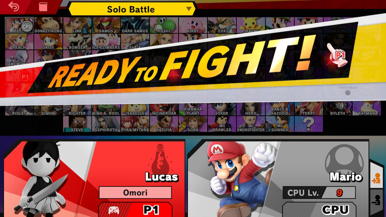 Character screen selection
