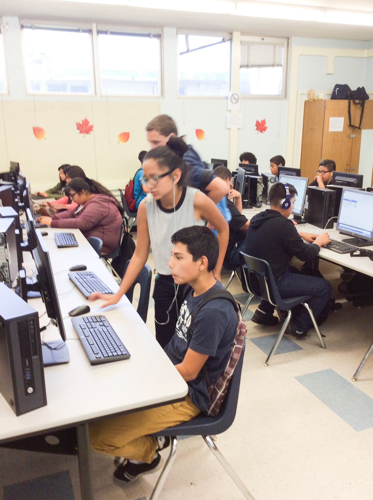 Students helping others