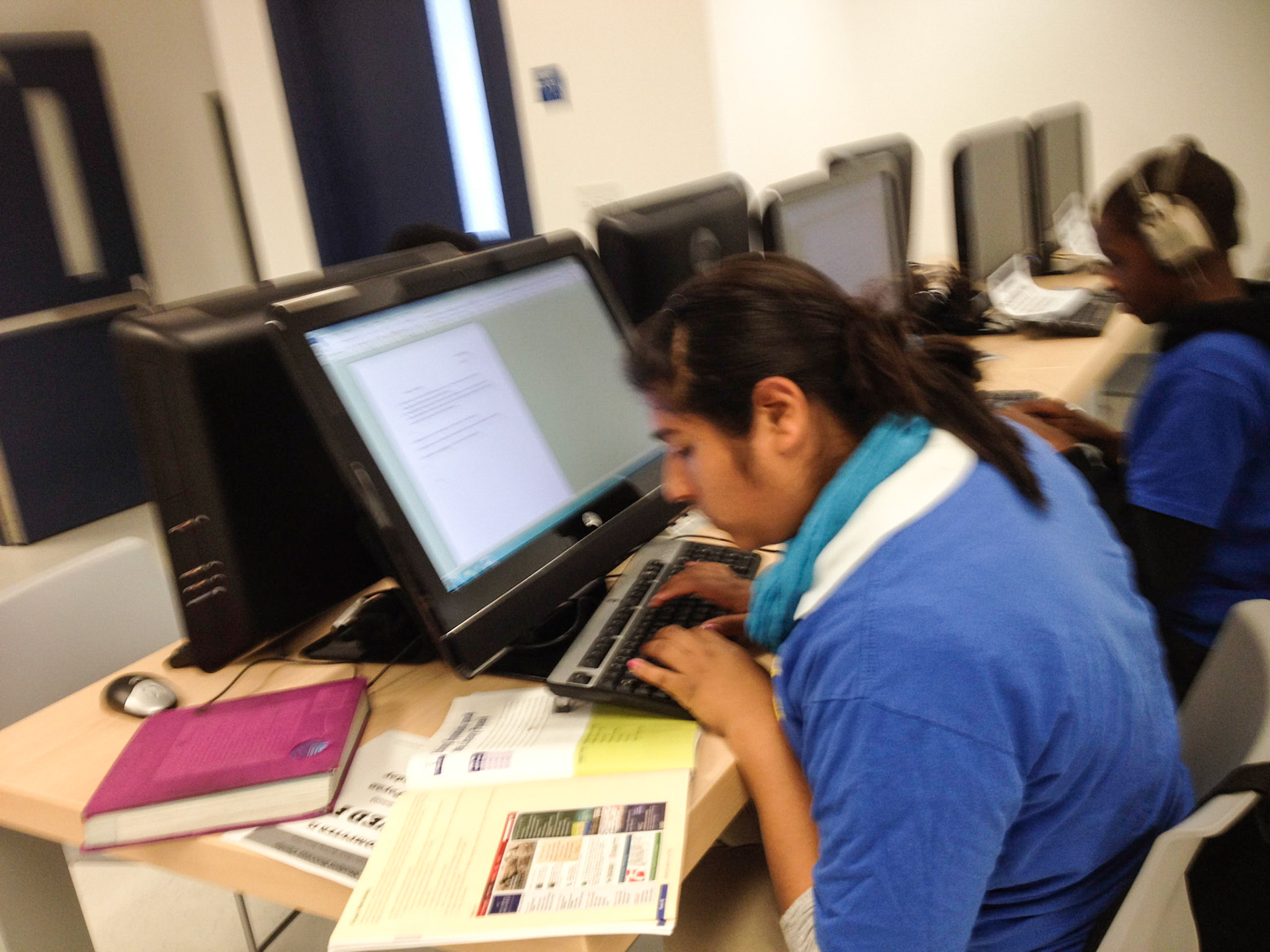 Computer student on project