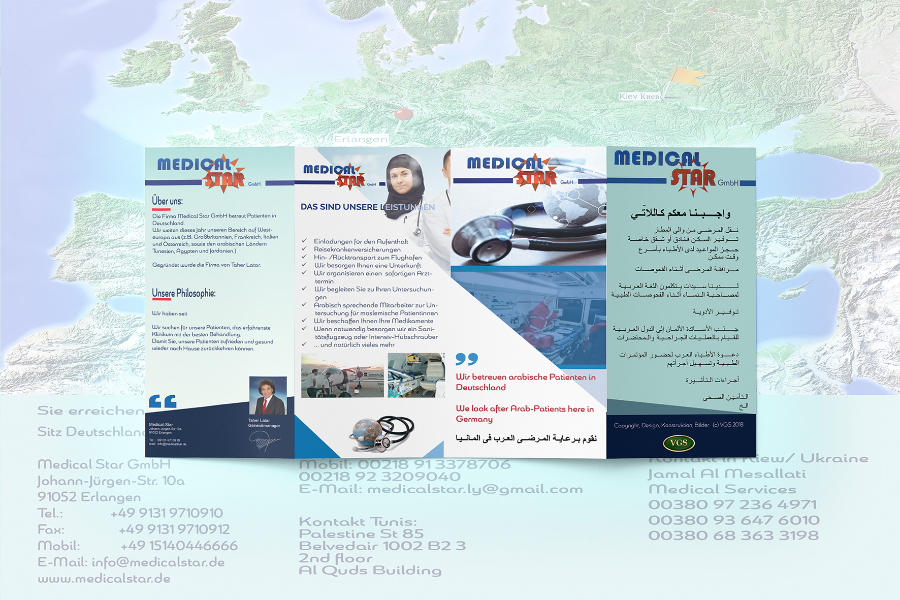 med Flyer / Trifold. 3 sprachig