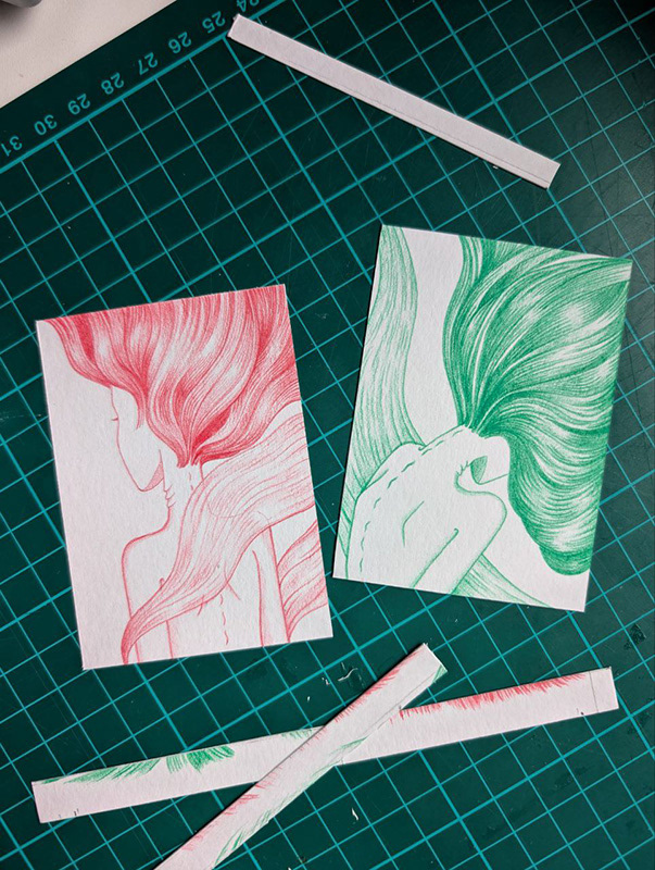 ACEO Monochrome mermaids collectible trading card