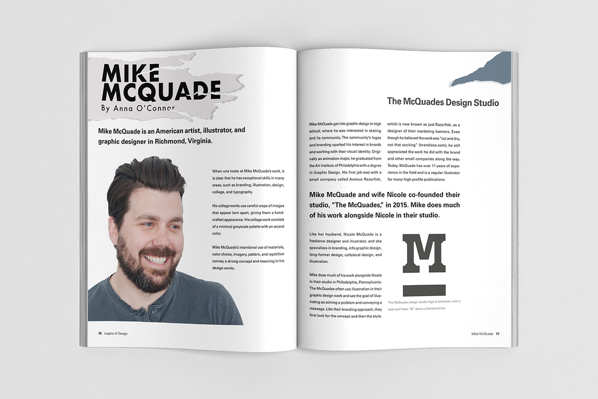 Image of the first out of four Mike McQuade magazine spreads