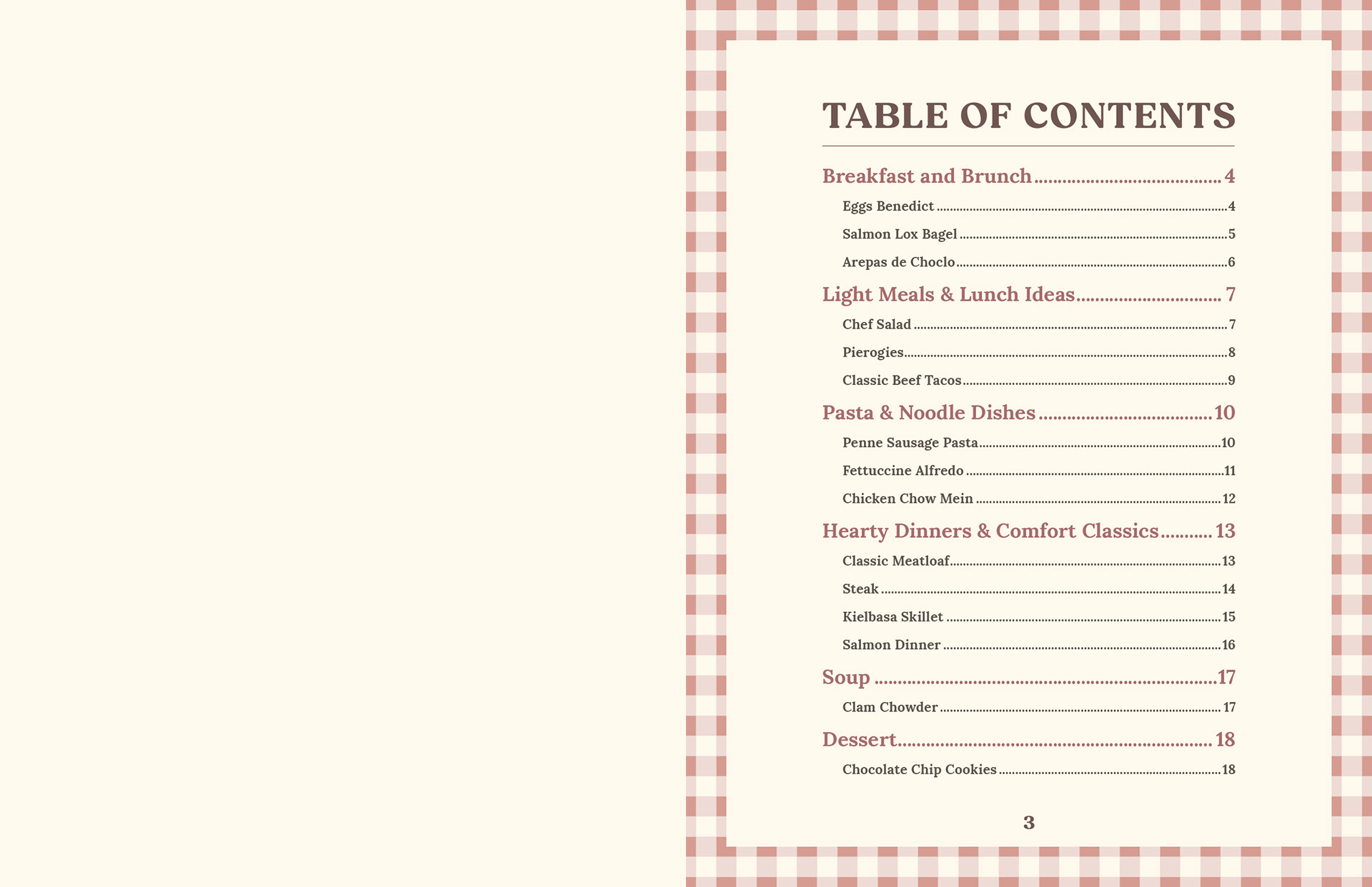 Two-page digital cookbook spread featuring Eggs Benedict and Salmon Lox Bagel recipes, with food photography, ingredients, instructions, and personal notes
