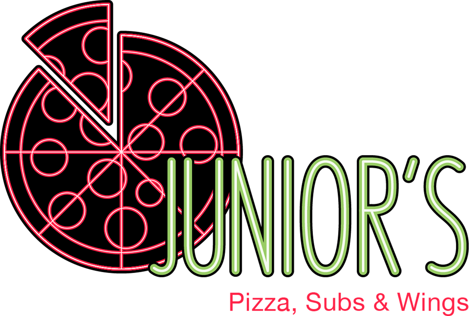 Image of Junior’s Pizza, Subs & Wings color logo redesign