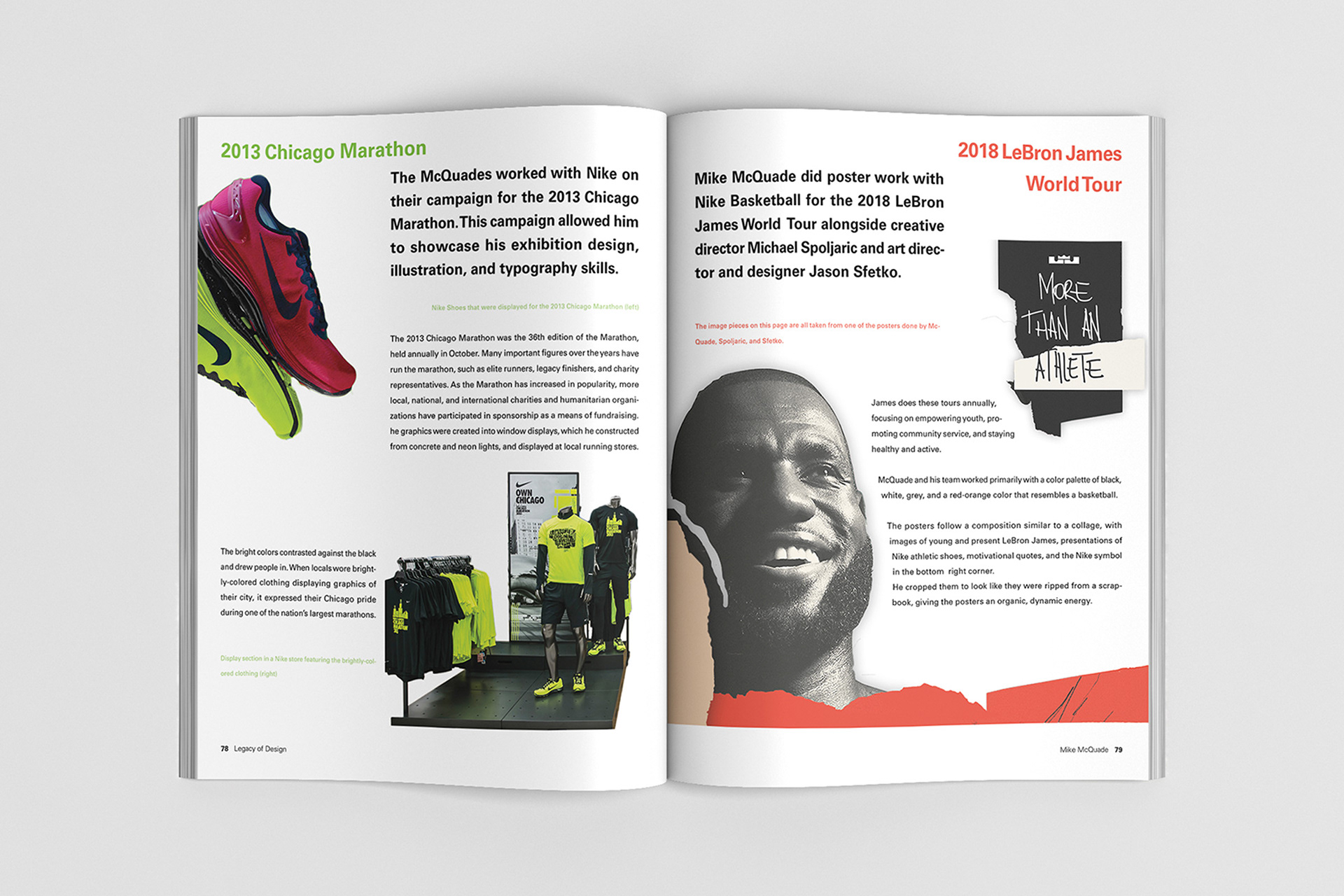 Image of the second out of four Mike McQuade magazine spreads featuring his work with Nike