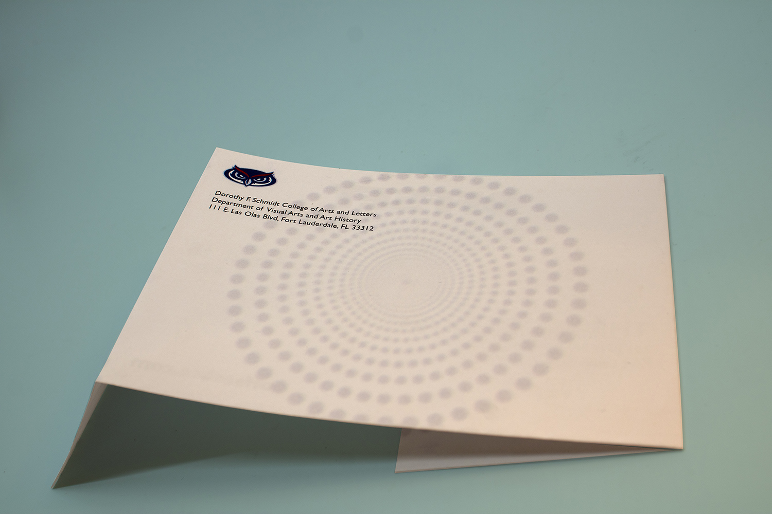 Image of the backside of the Offset exhibition invitation, showing the mailing address