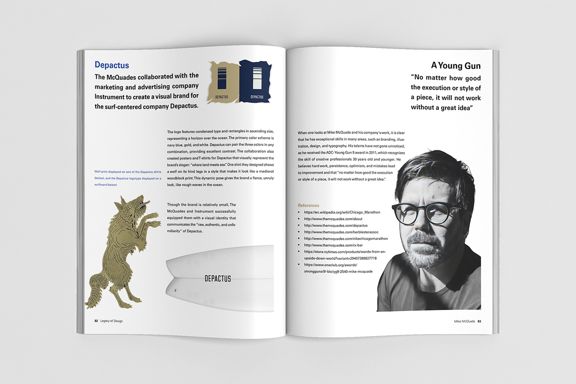 Image of the fourth out of four Mike McQuade magazine spreads featuring his work with Depactus