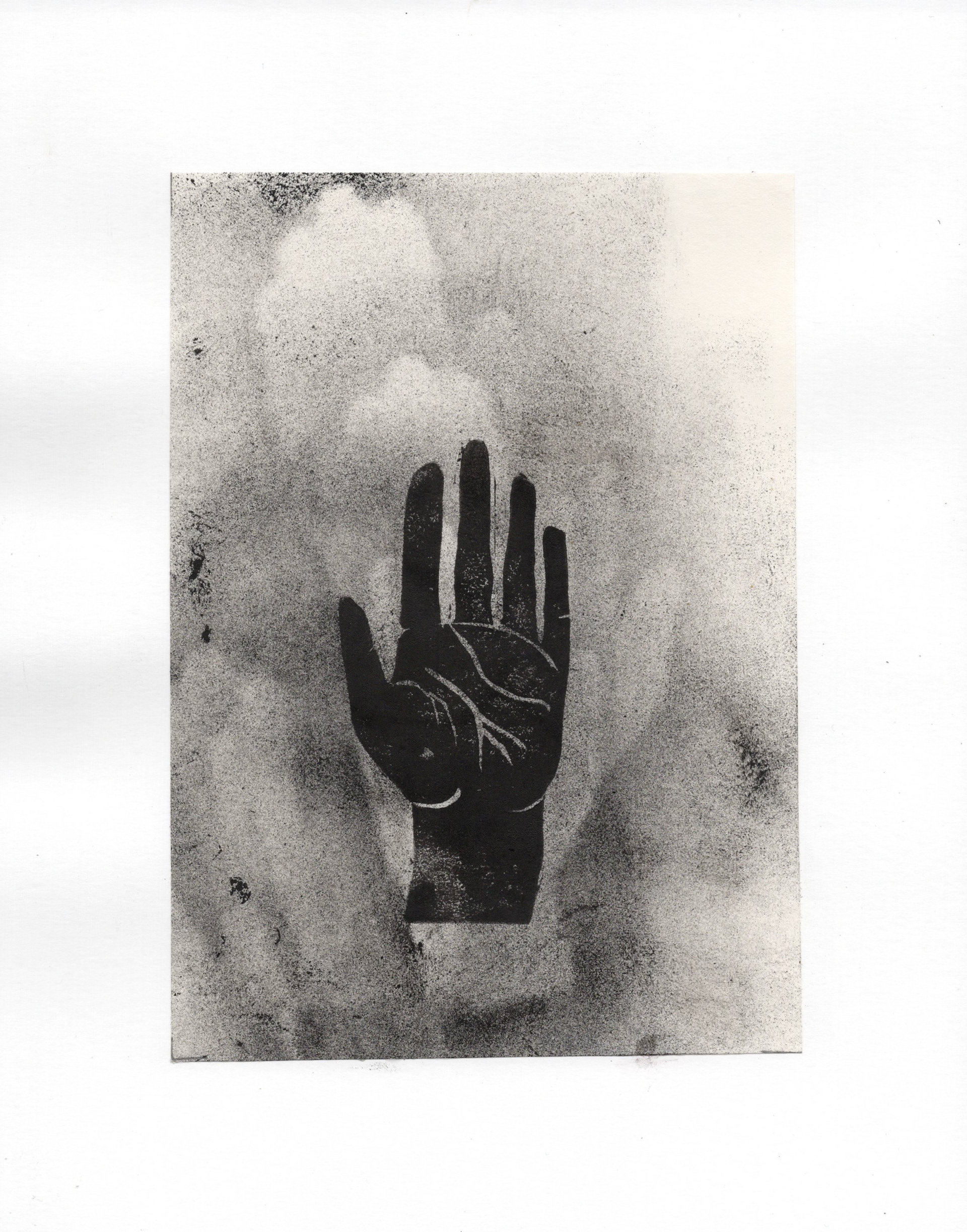 Helping Hand ver. 3, 2026, Monoprint, 5in x 7in