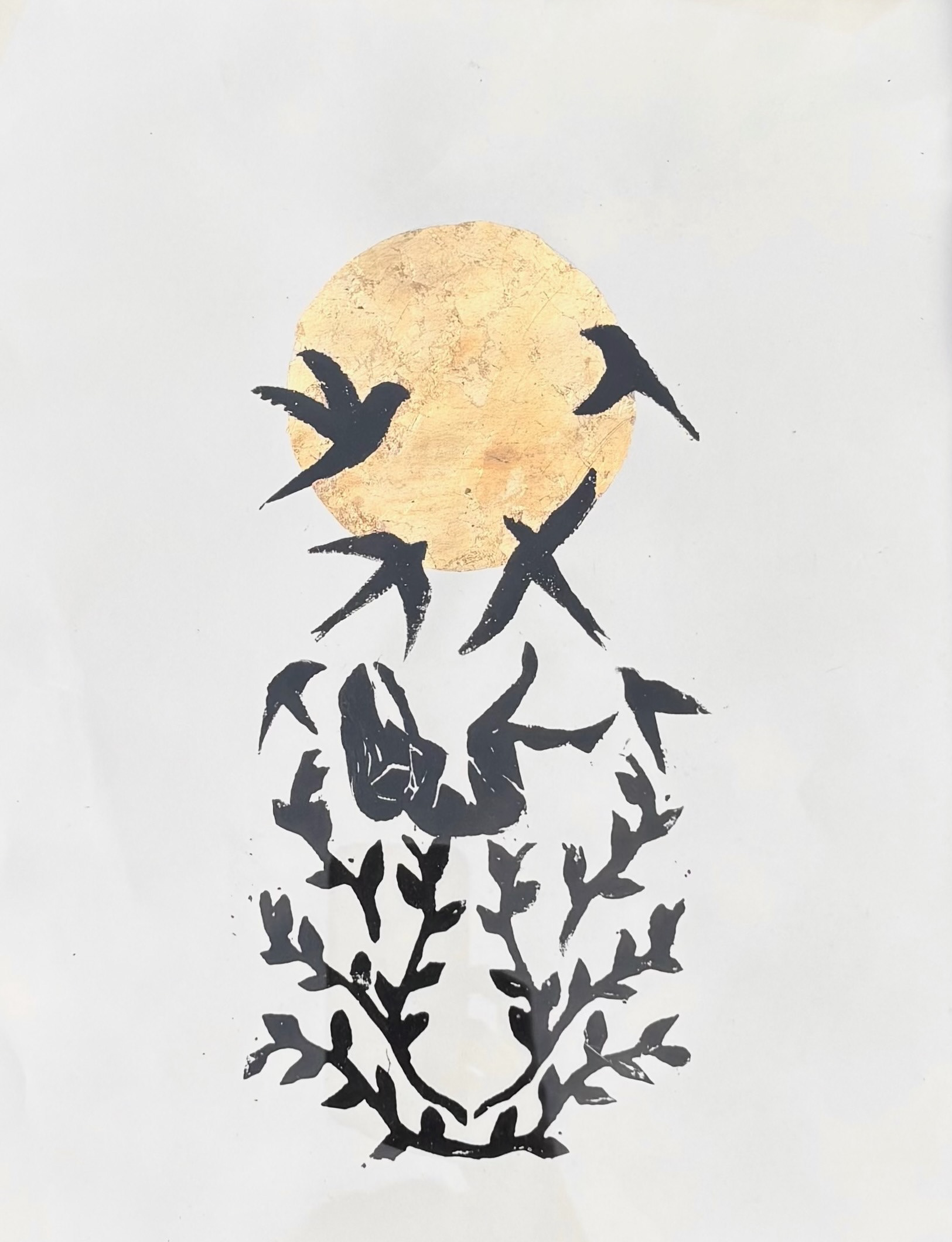 The Fall, 2019, Linocut, 11in x 14in