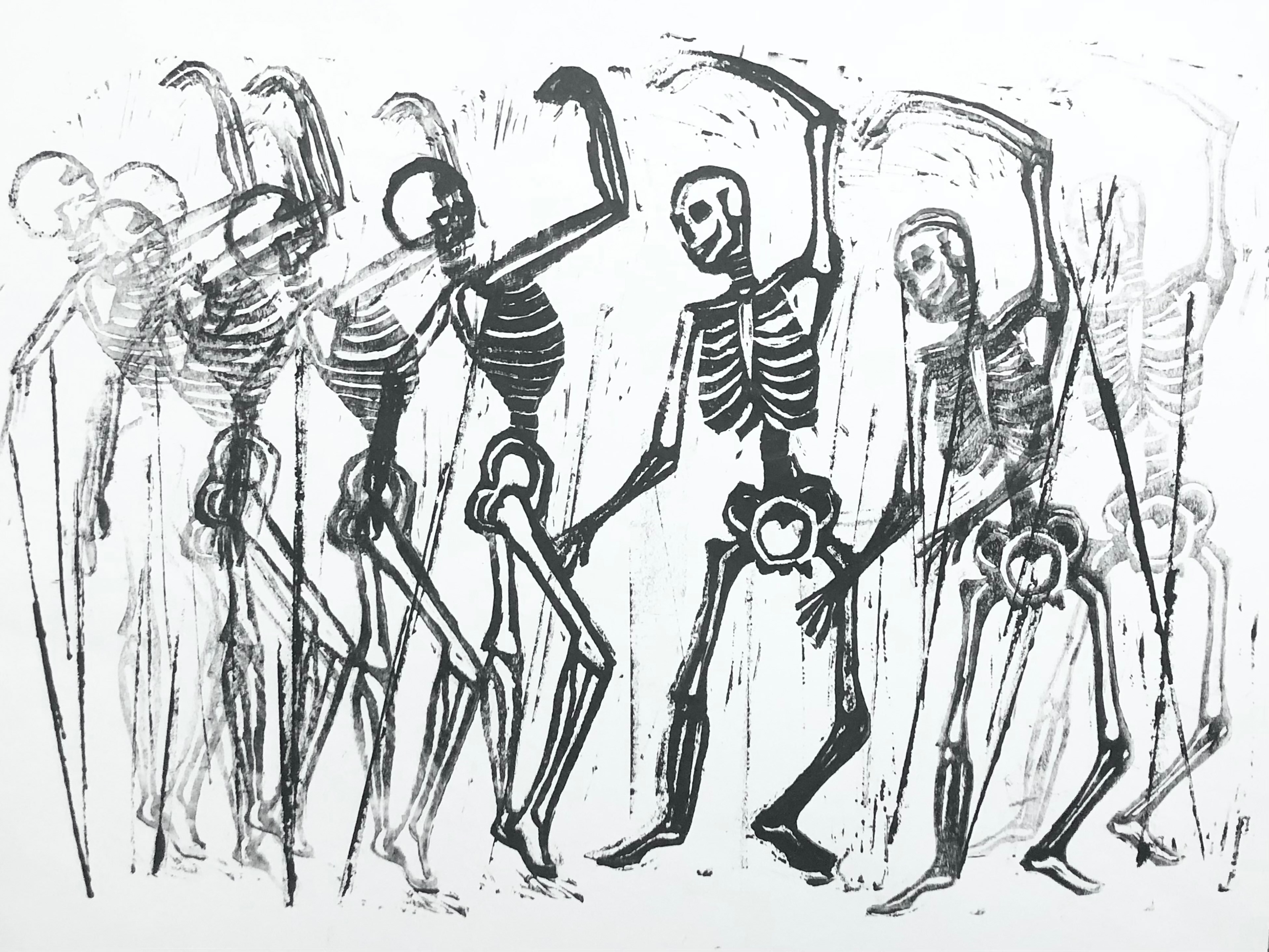 The Dance, 2020, Linocut, 14in x 11in 