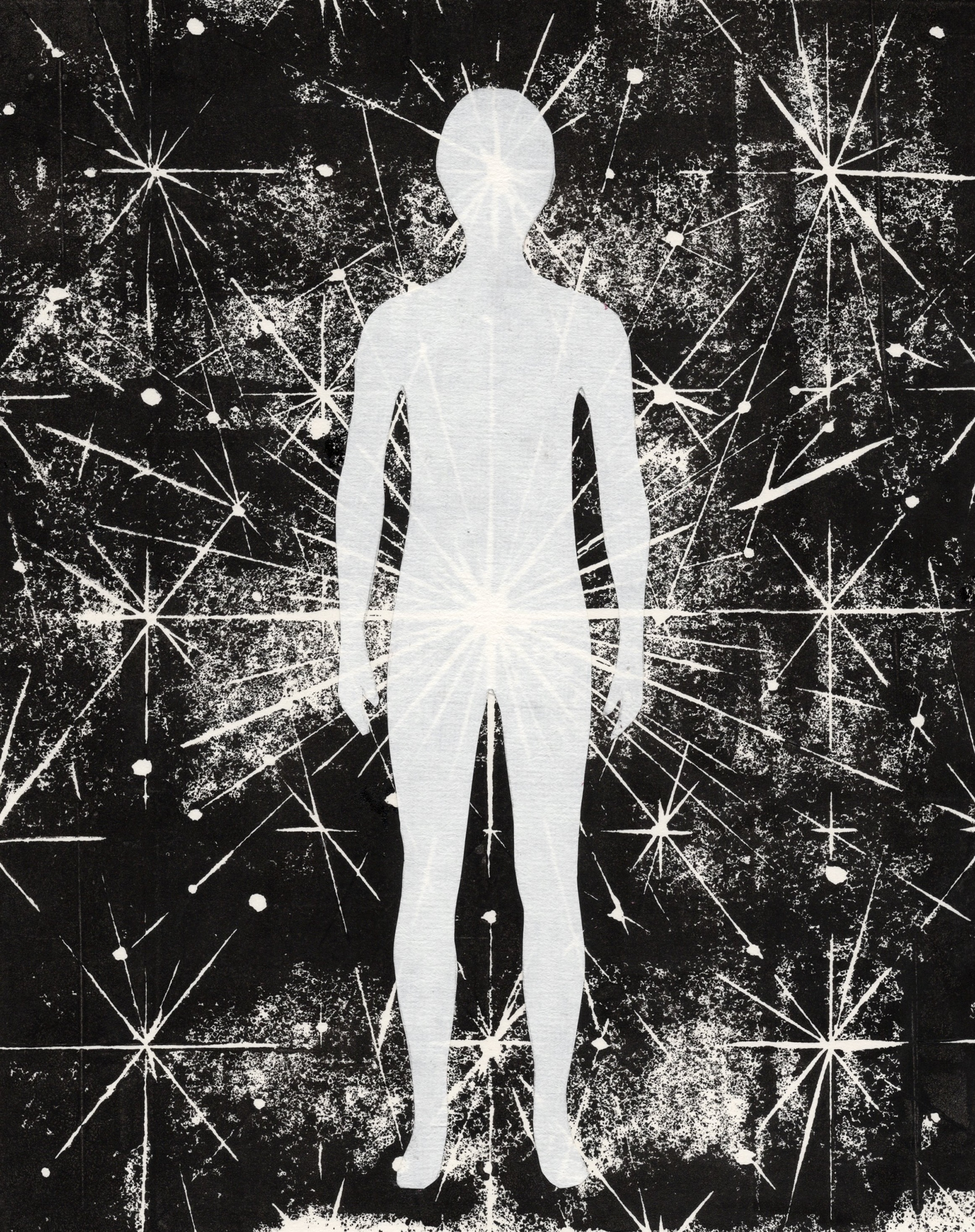 Universe Within 2026, Collage, Linocut, 8in x 10in