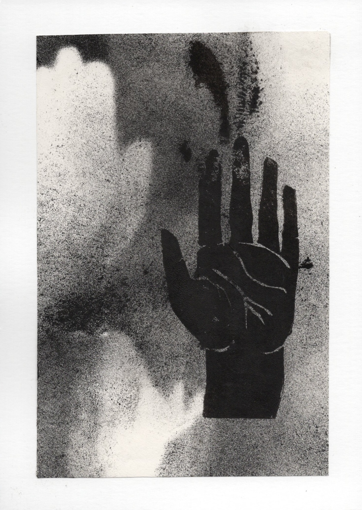 Helping Hand ver. 1, 2026, Monoprint, 4in x 6in