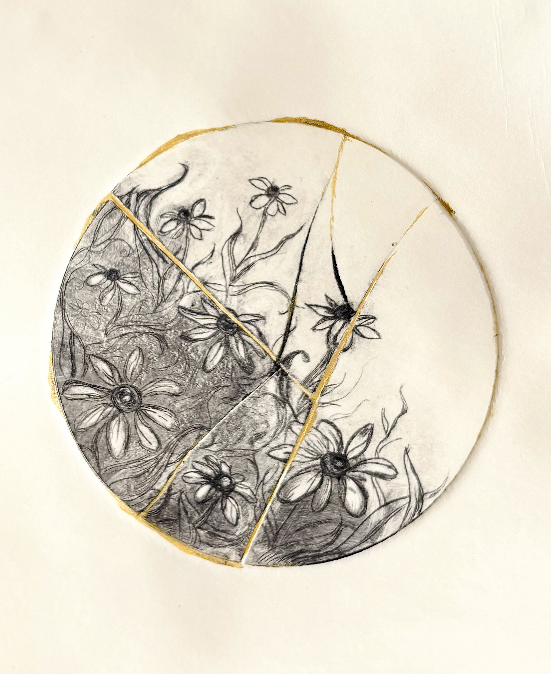 The Flowers, 2026, Dry Point Etching, 4in x 5in