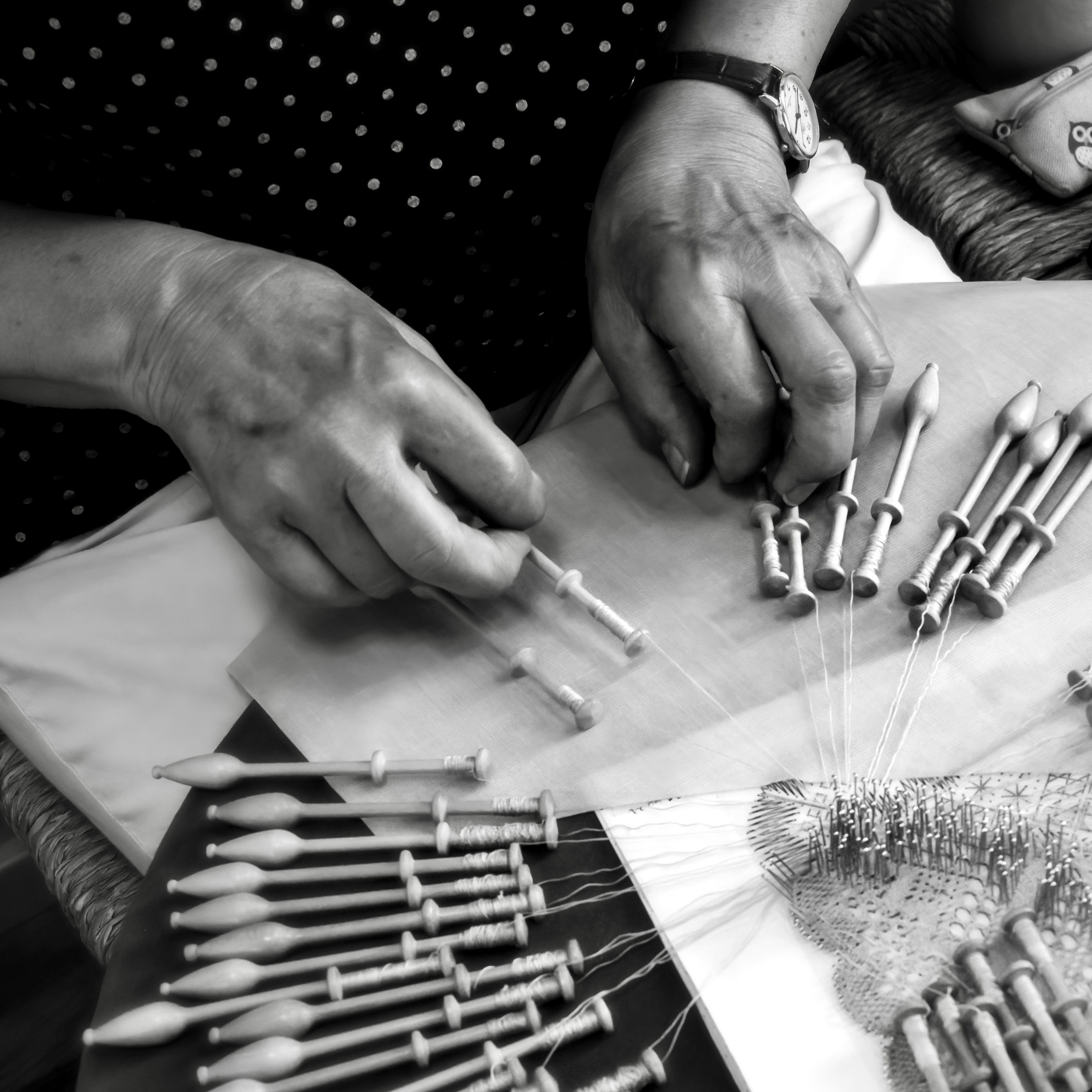 Lace Making 1 B&W