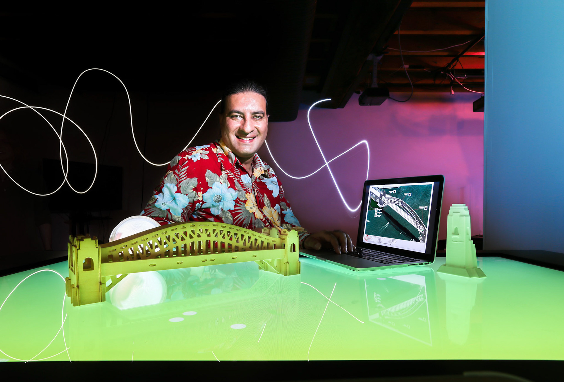 Pyrmont, Sydney - 13th October 2016. Ziggy Ziegler is the lighting designer responsible for the projections and lighting effects on the Sydney harbour bridge and around the harbour on NYE. (Model release: ER20161013-Ziggy NYE-00433.jpg)