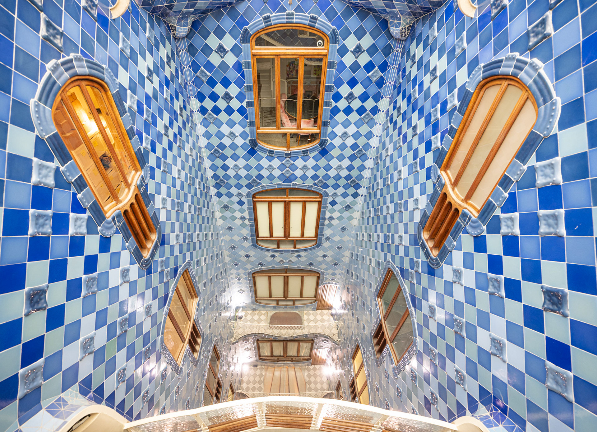 lightwell with its blue tiles