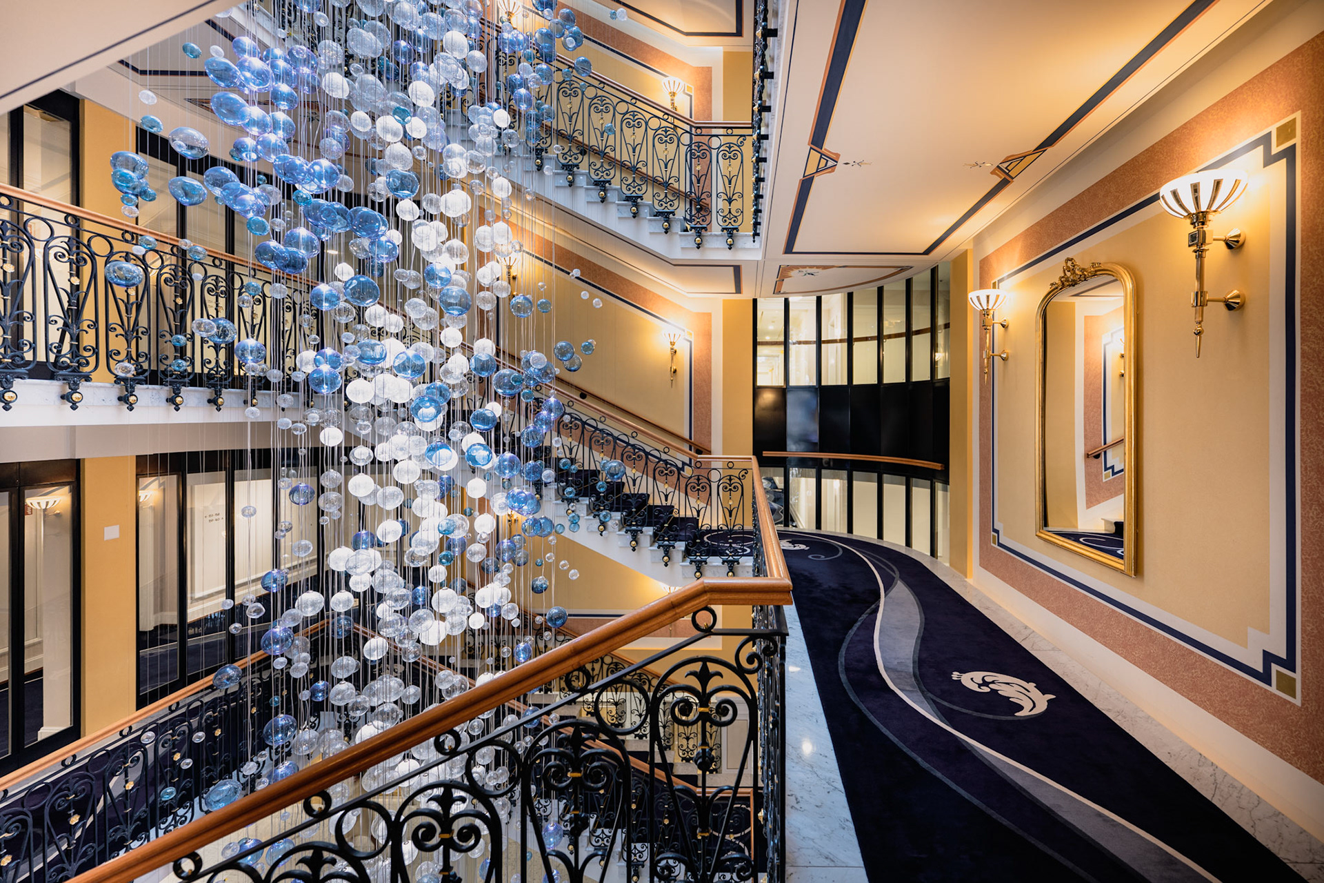 Grand Hotel Quellenhof staircase and chandelier