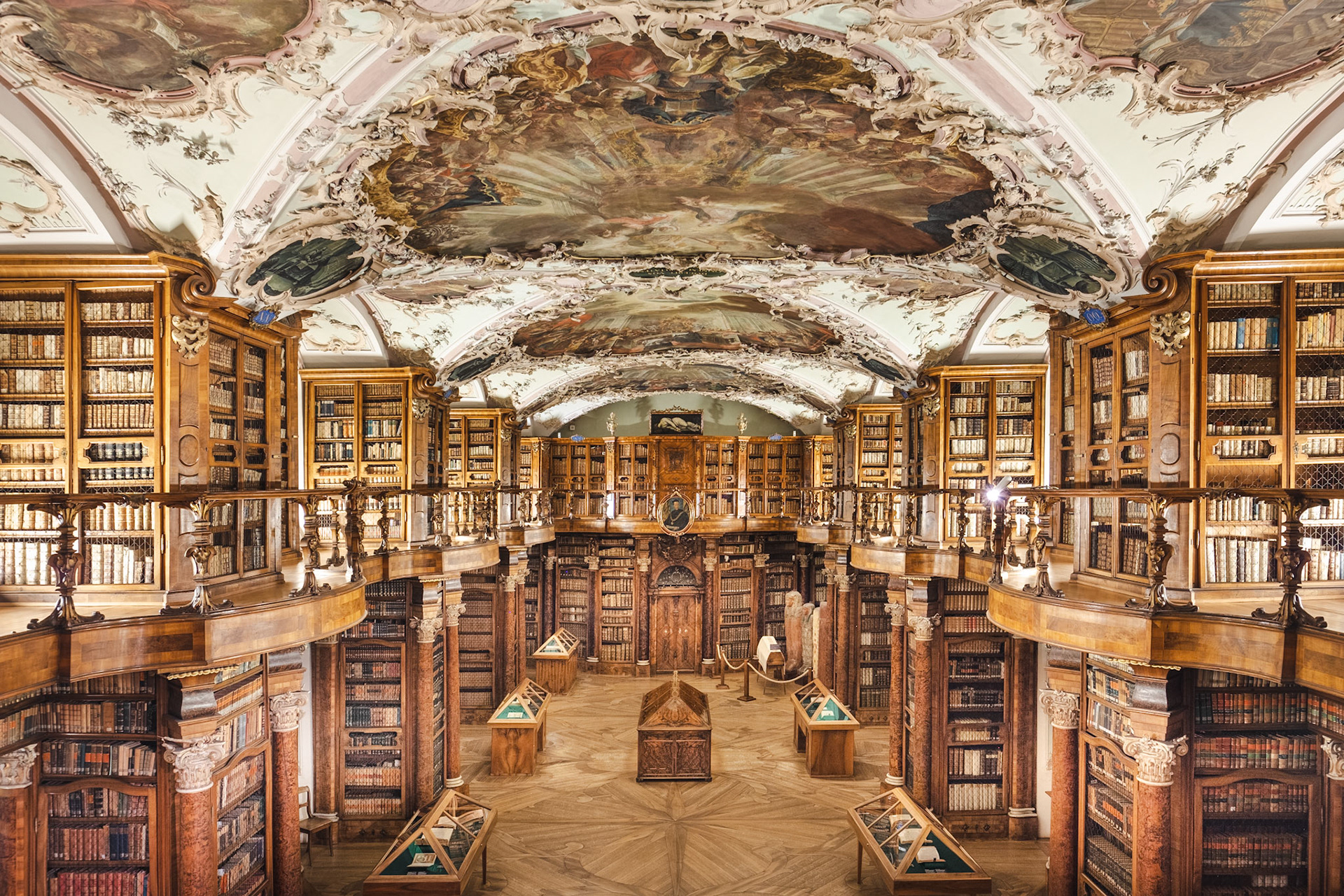 Stiftsbibliothek St. Gallen with Egyptian mummy Shepenese