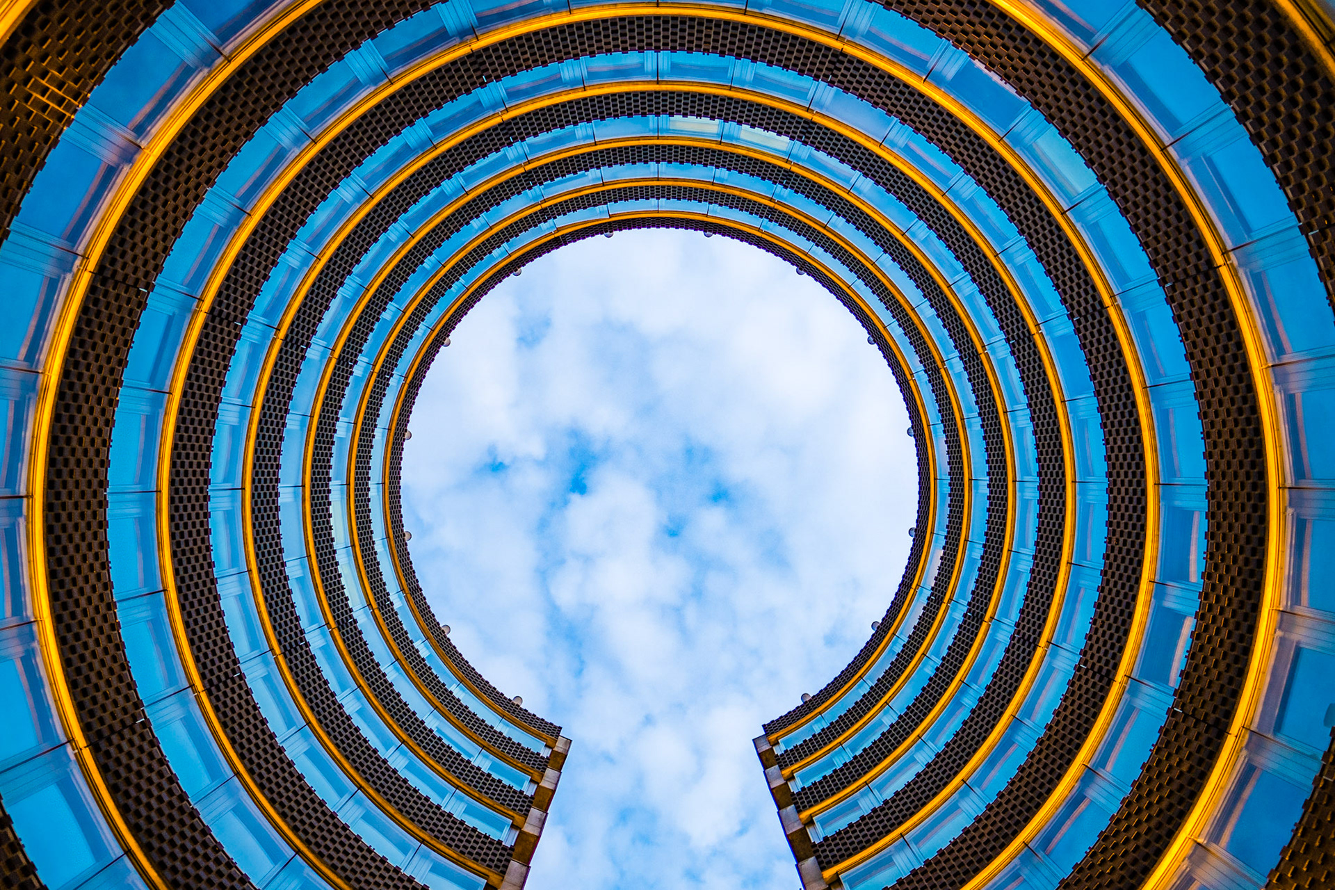 Galfetti Tower lookup on a cloudy day
