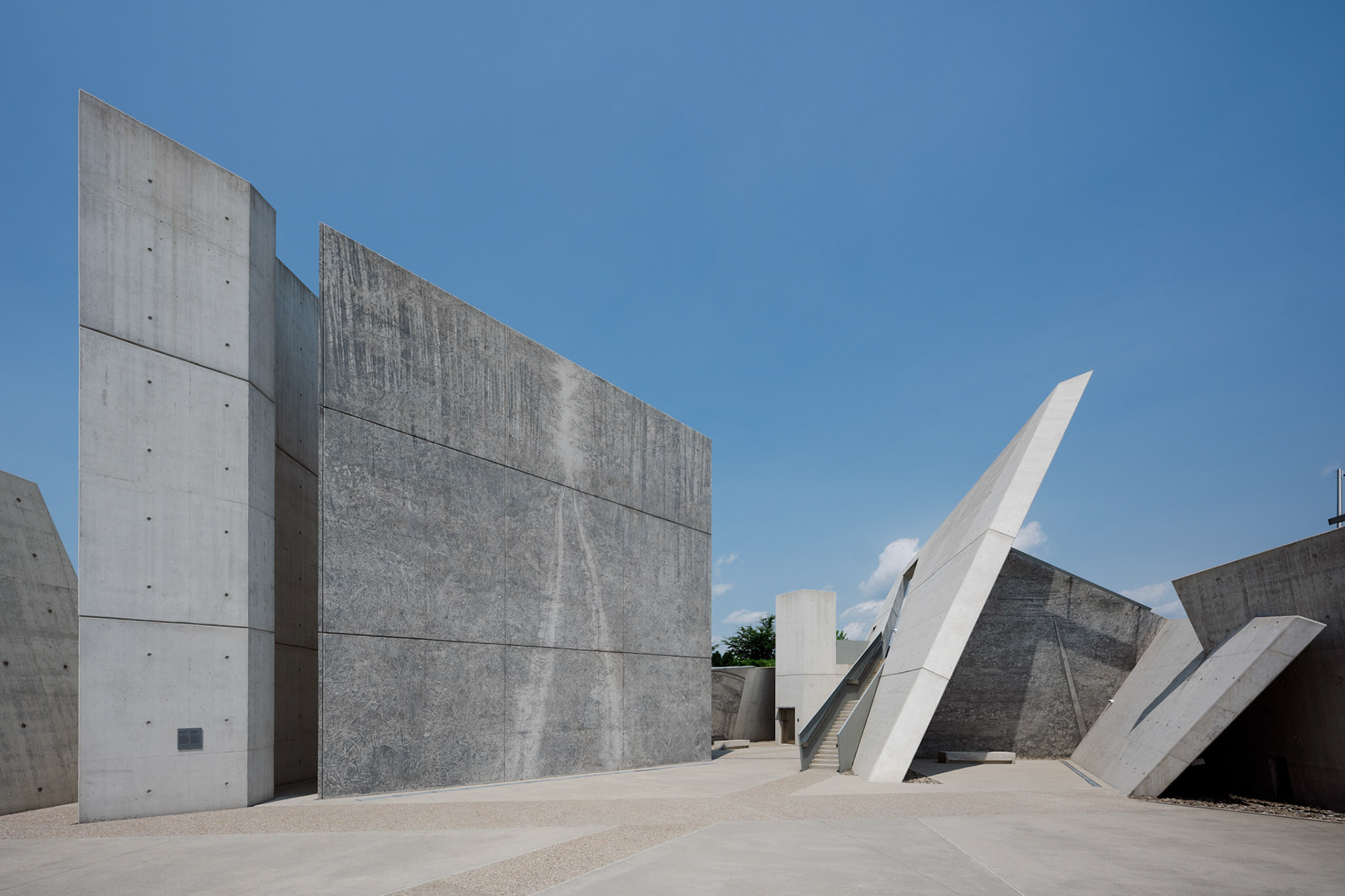 National Holocaust Monument with mural created based on a photograph by Edward Burtynsky
