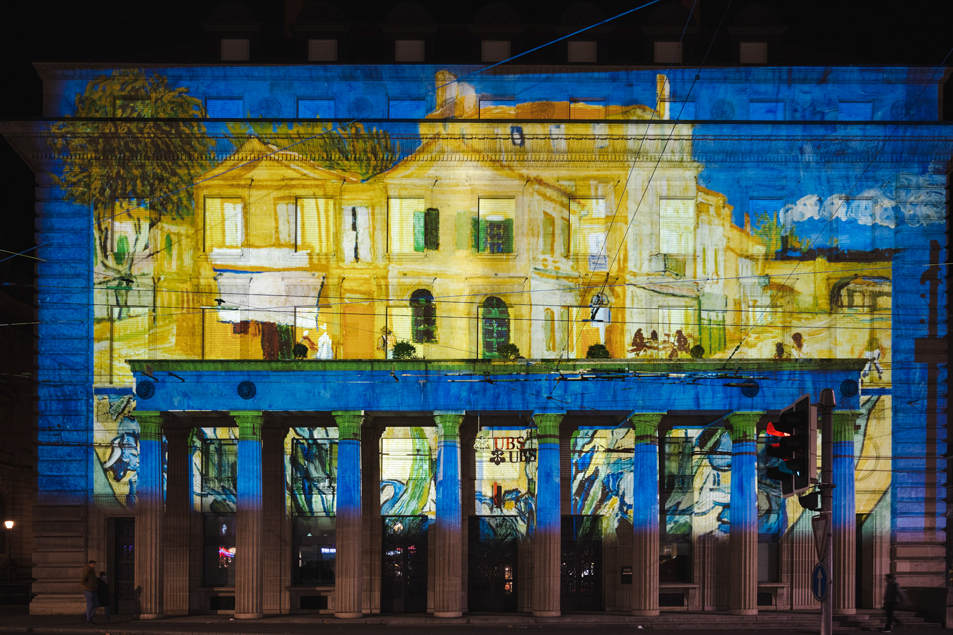 Société de banque suisse, Place Saint-François, Lausanne - during Lausanne Lumières 2021