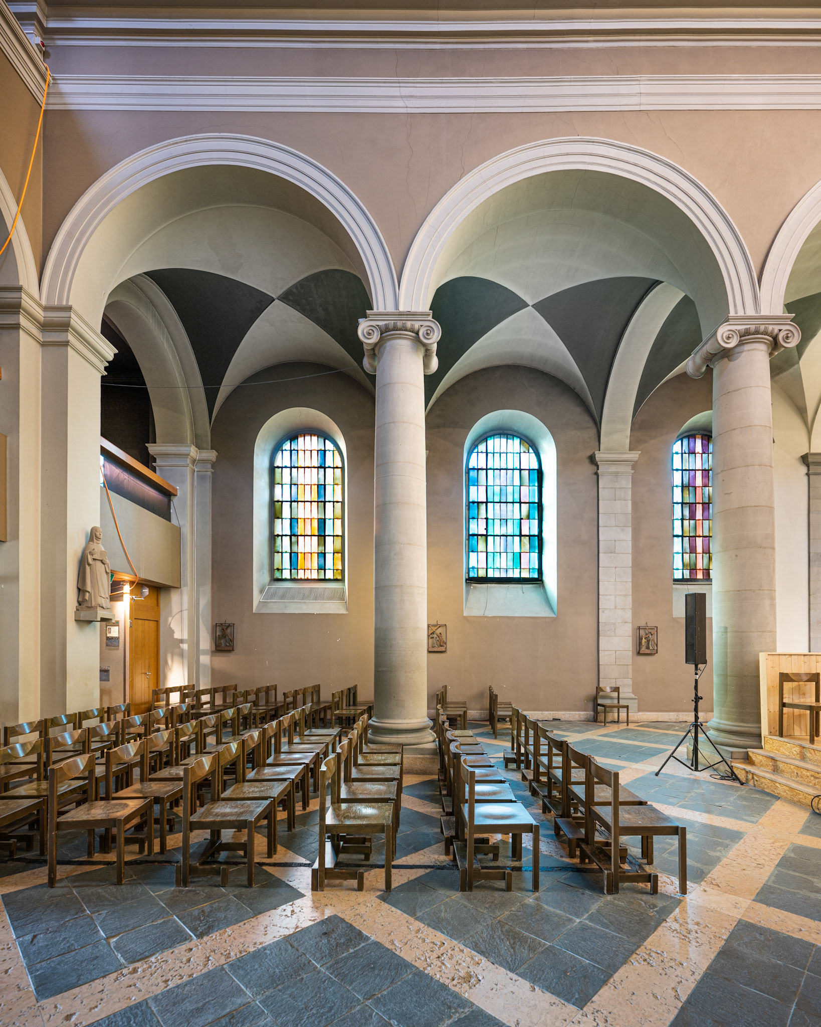 Basilique Notre-Dame du Valentin - colourful windows by Pierre Estoppey