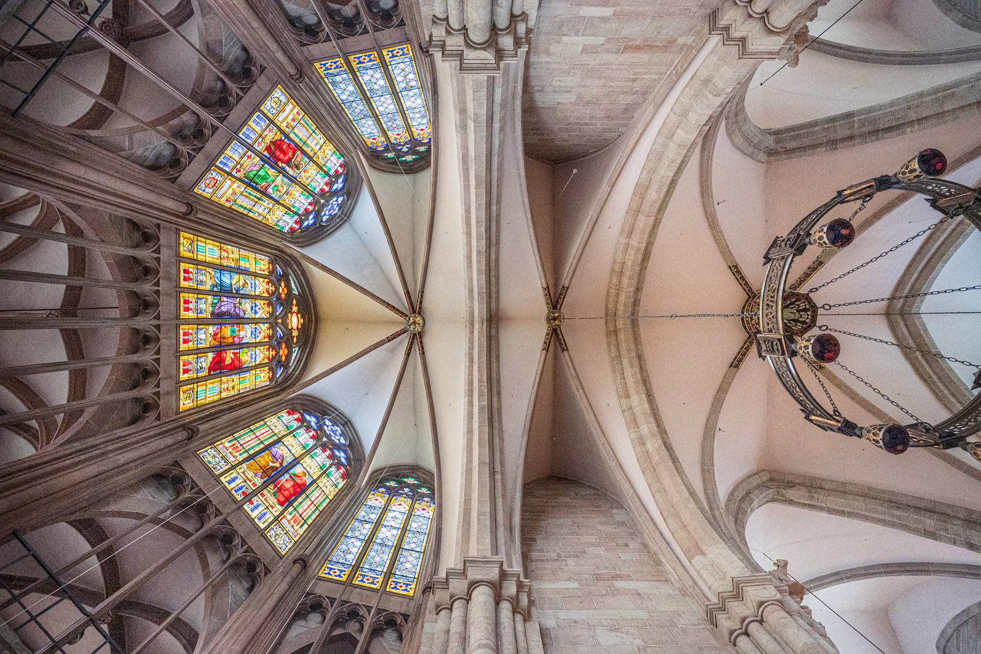 stained glass windows in the choir