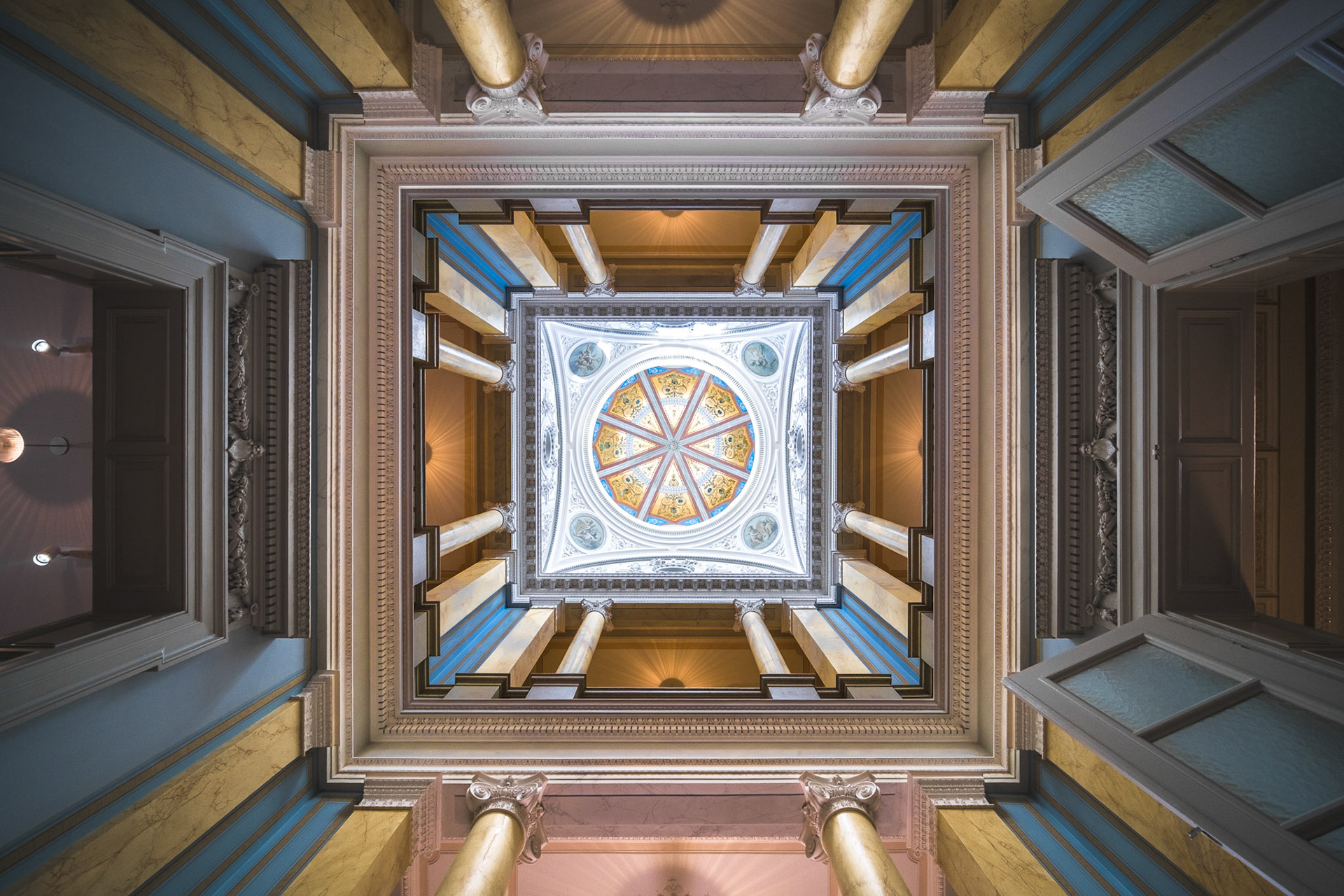 The spectacular ceiling of Villa Planta