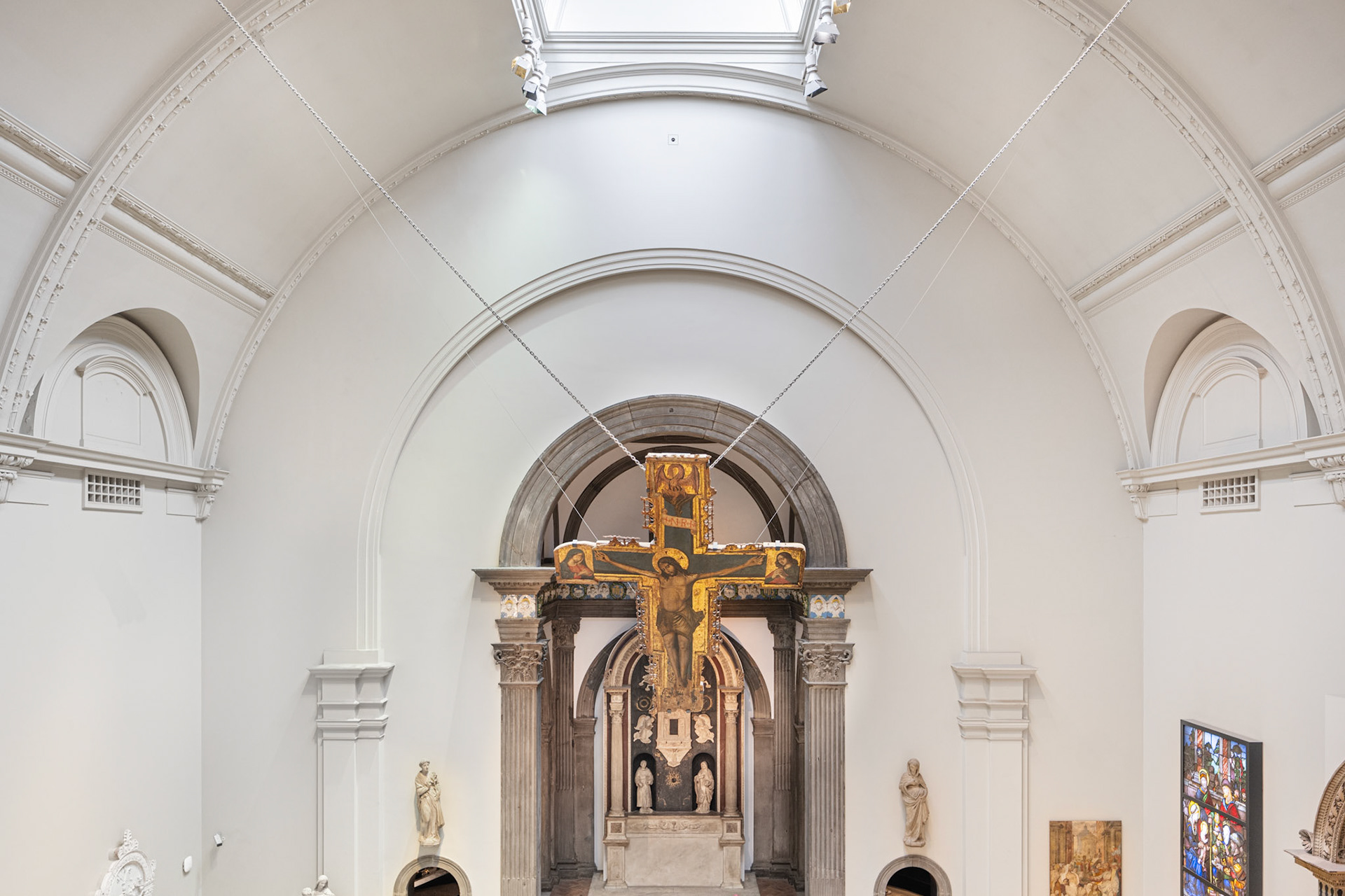 Paul and Jill Ruddock Gallery with painted crucifix and Chancel Chapel