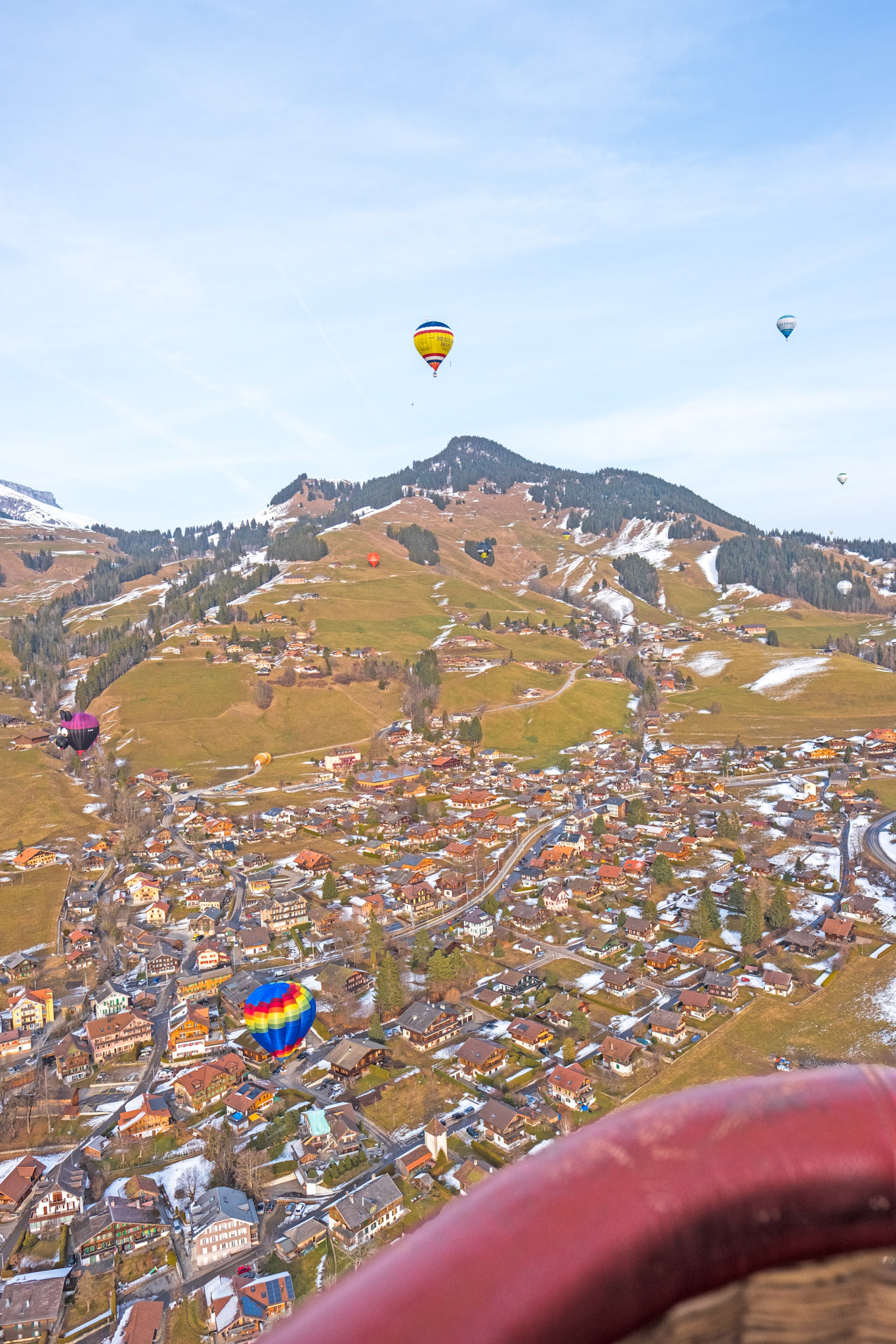 view over the Swiss mountains during a flight