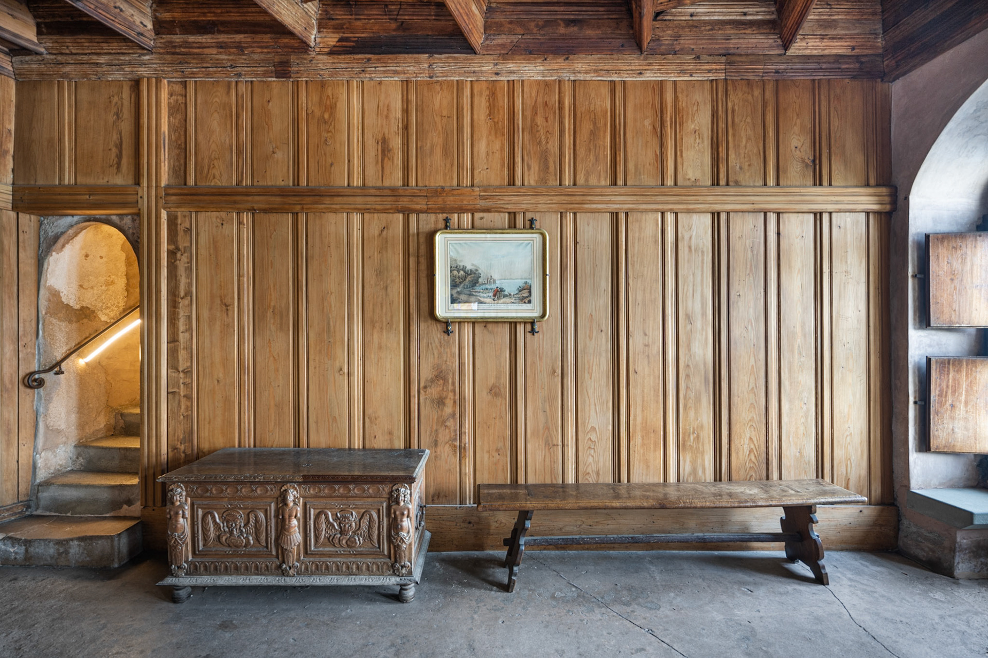 wood-panelled room