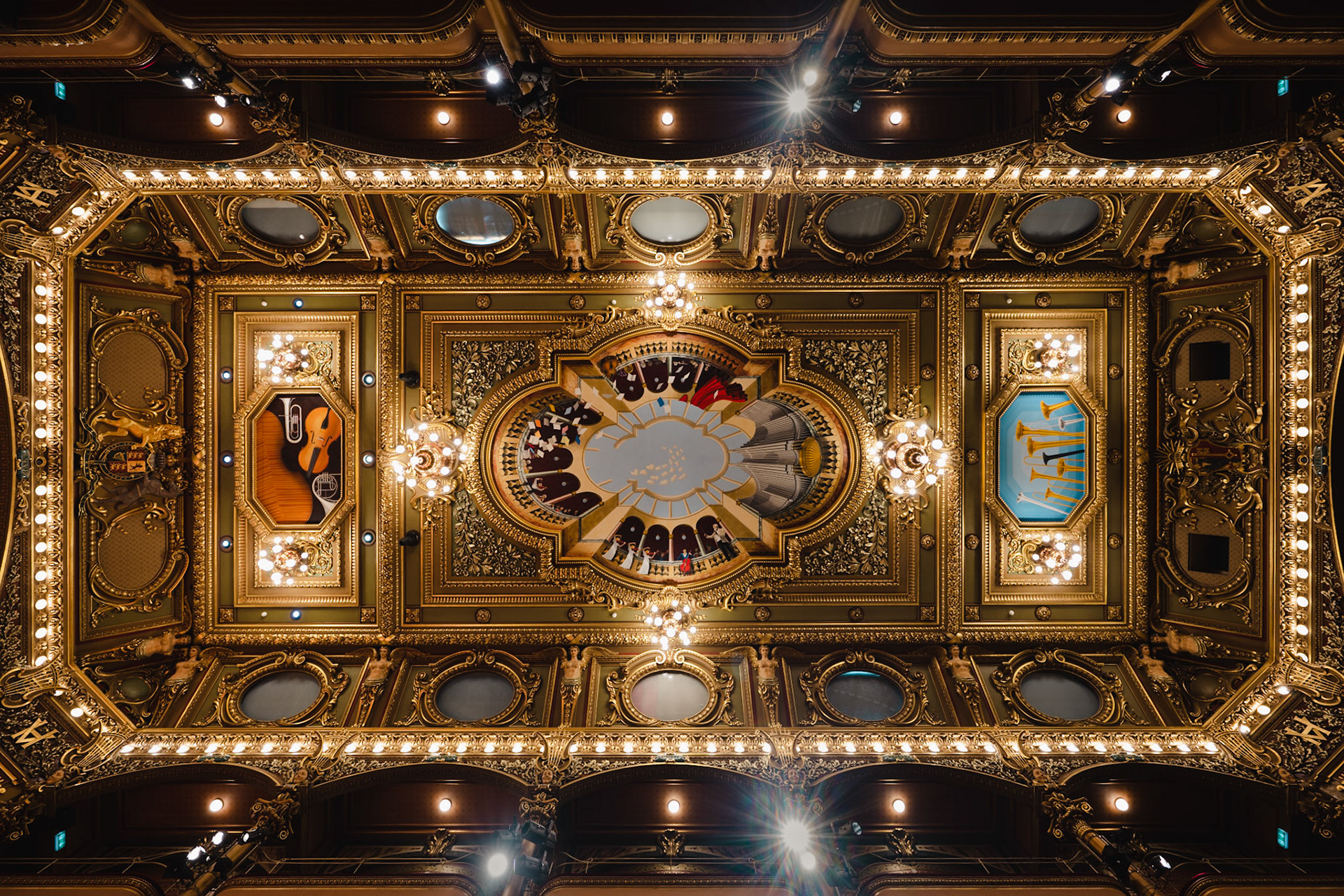 Victoria Hall - ceiling with paintings by Dominique Appia