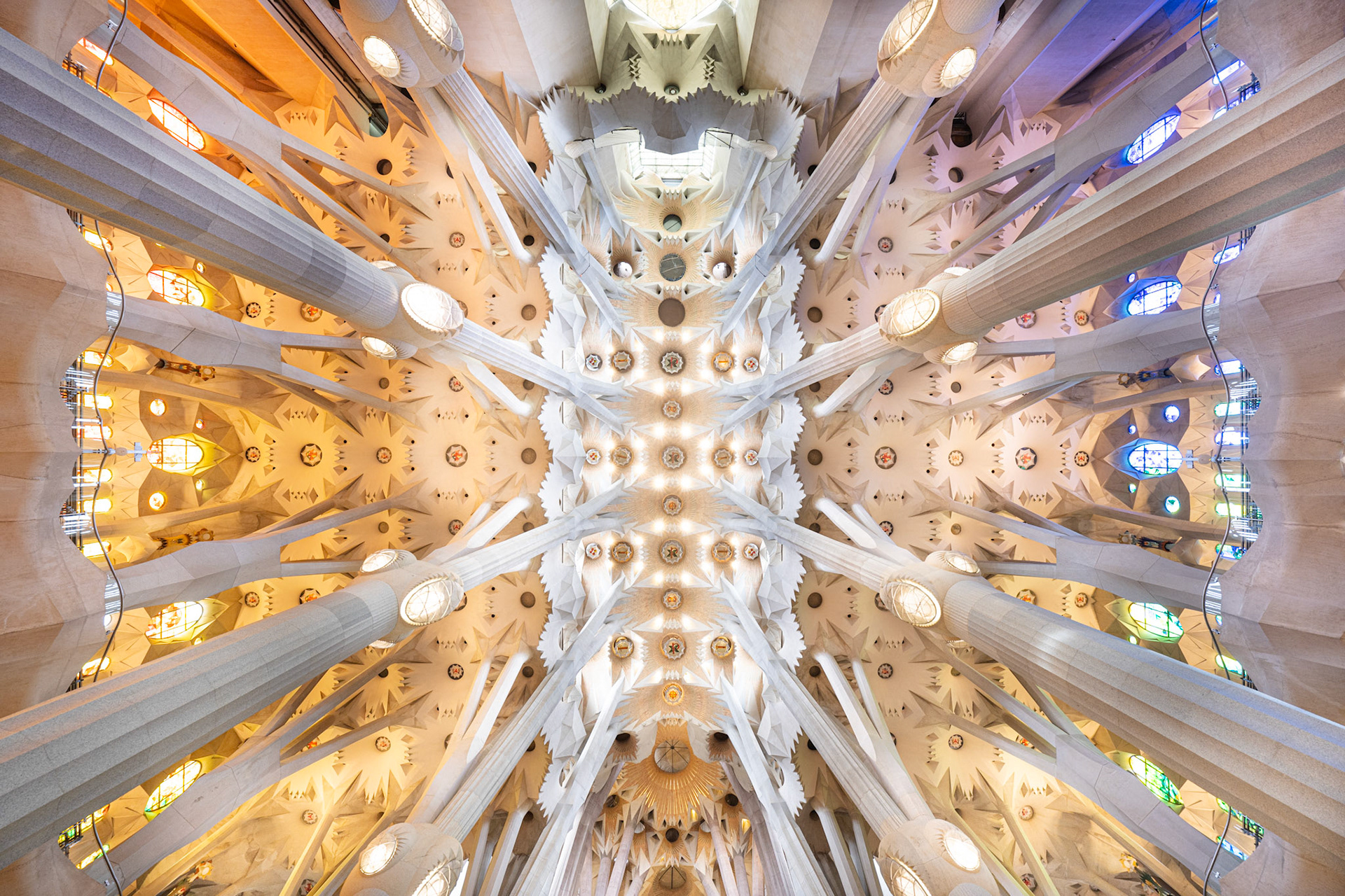 central nave and windows of both the nativity and passion facade