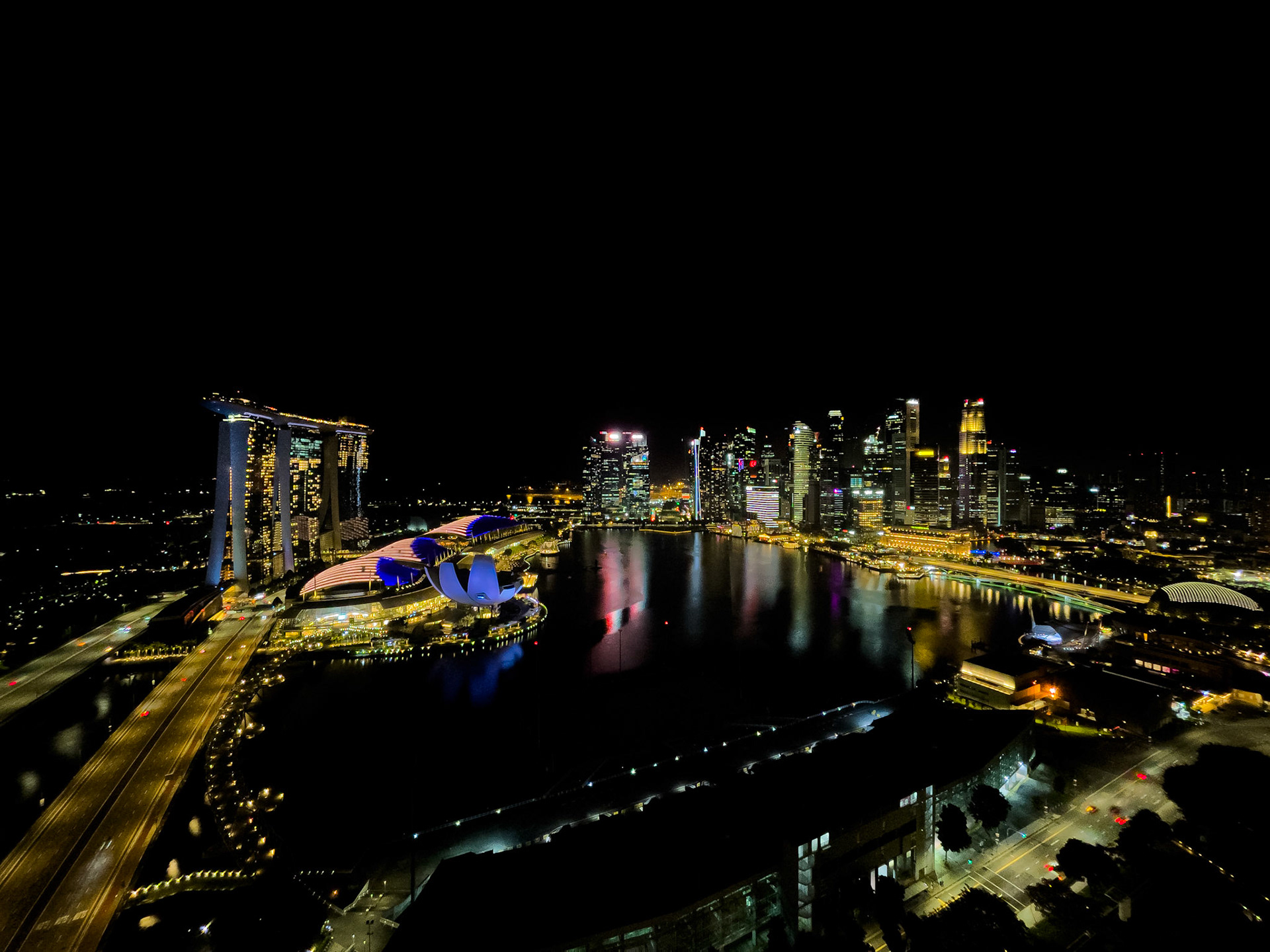 view from guest room at night