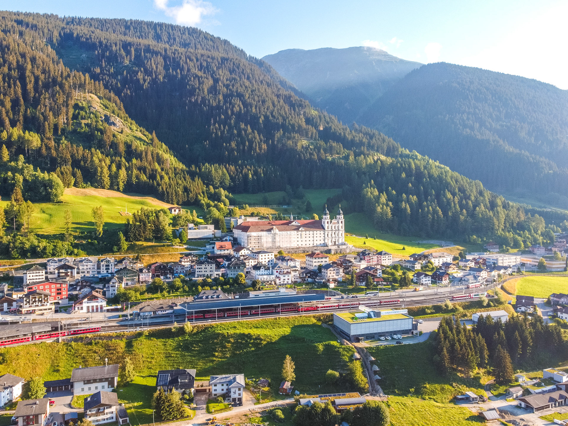 Disentis in the early morning light