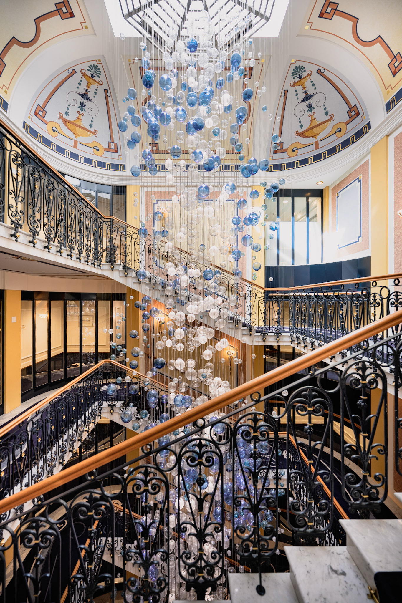 Grand Hotel Quellenhof staircase and chandelier