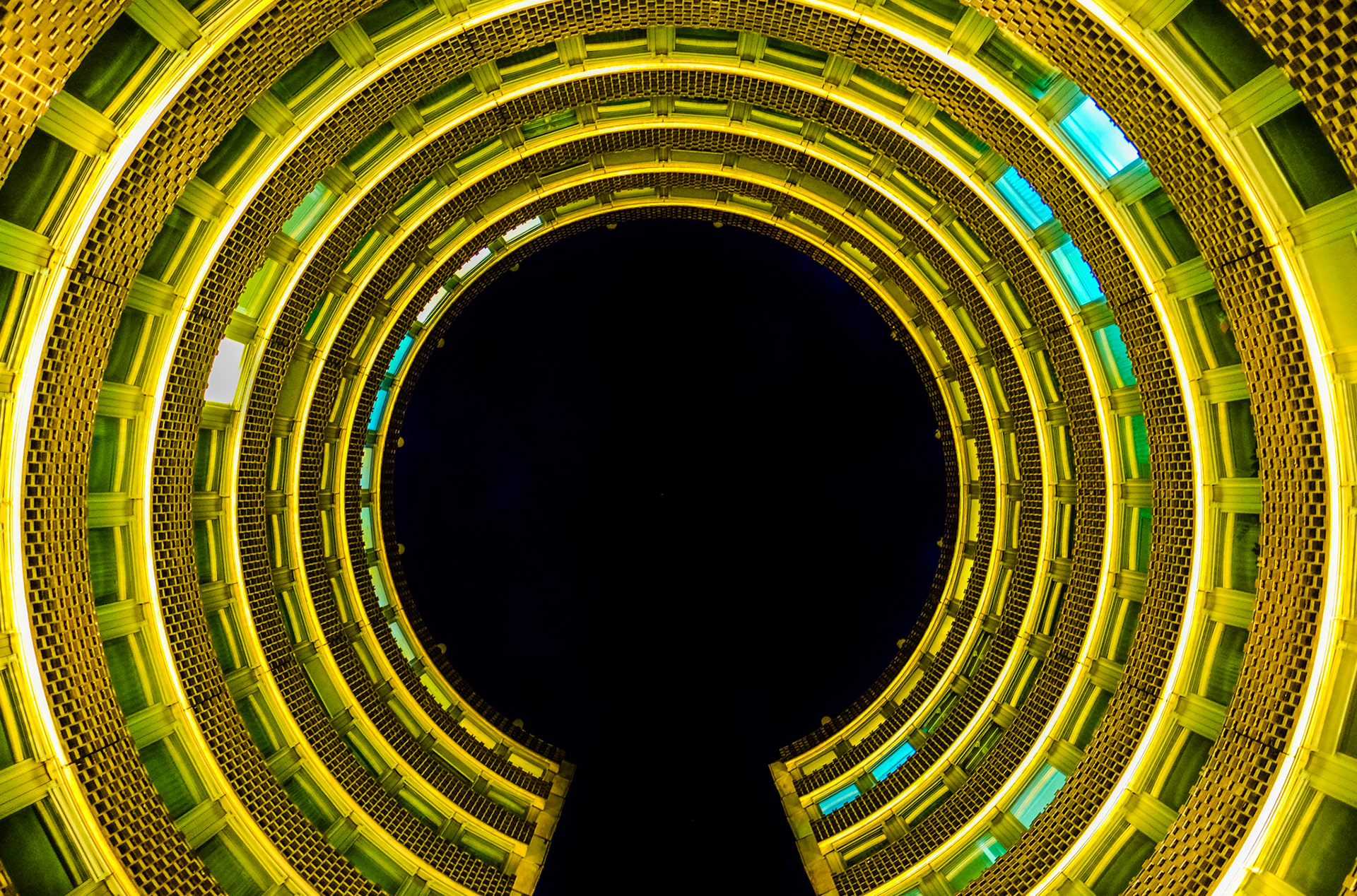 Galfetti Tower lookup at night