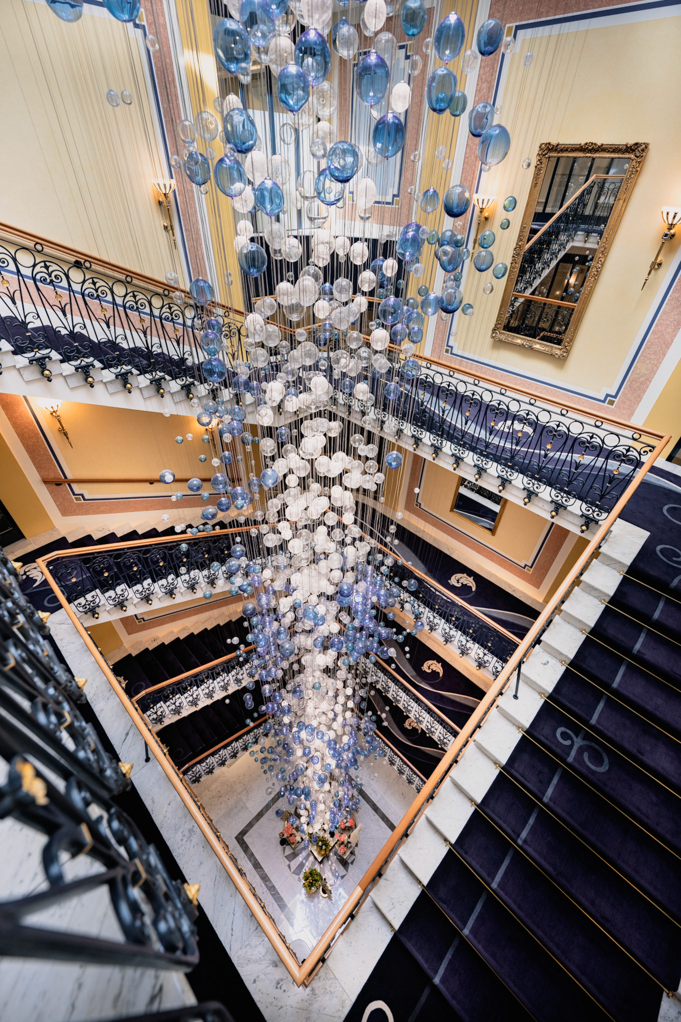 Grand Hotel Quellenhof staircase and chandelier