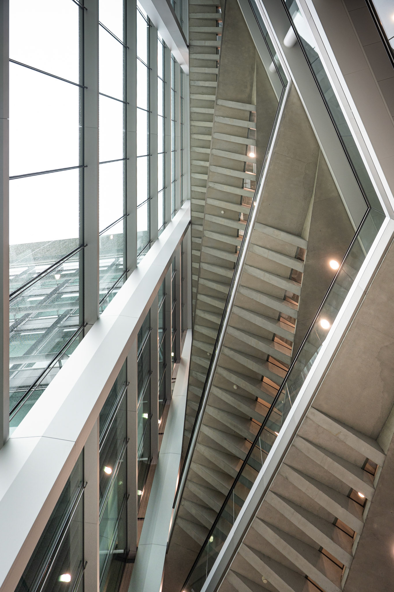 Ramps and staircases connecting buildings A and B