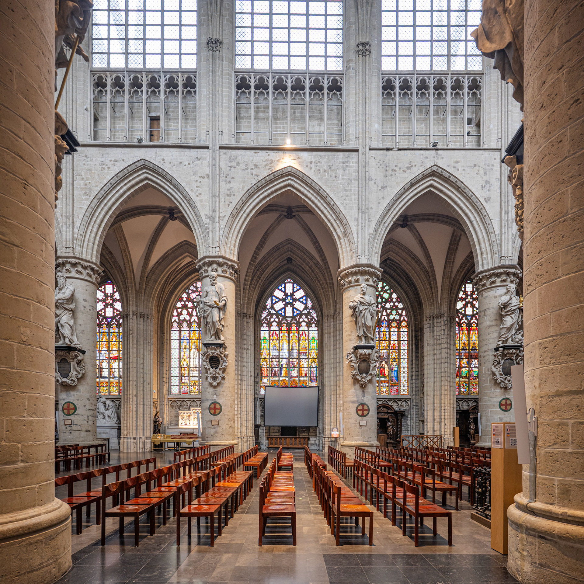 nave and stained glass windows