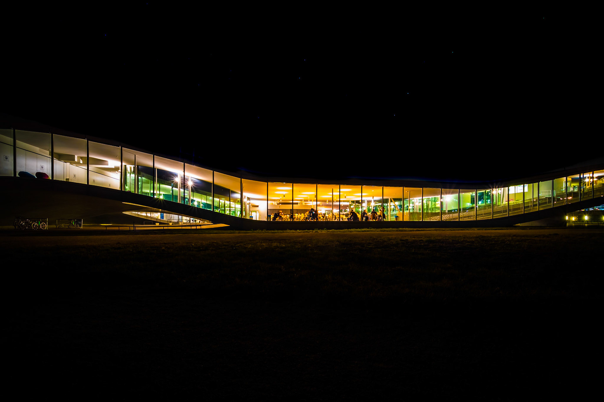 Rolex Learning Center at night
