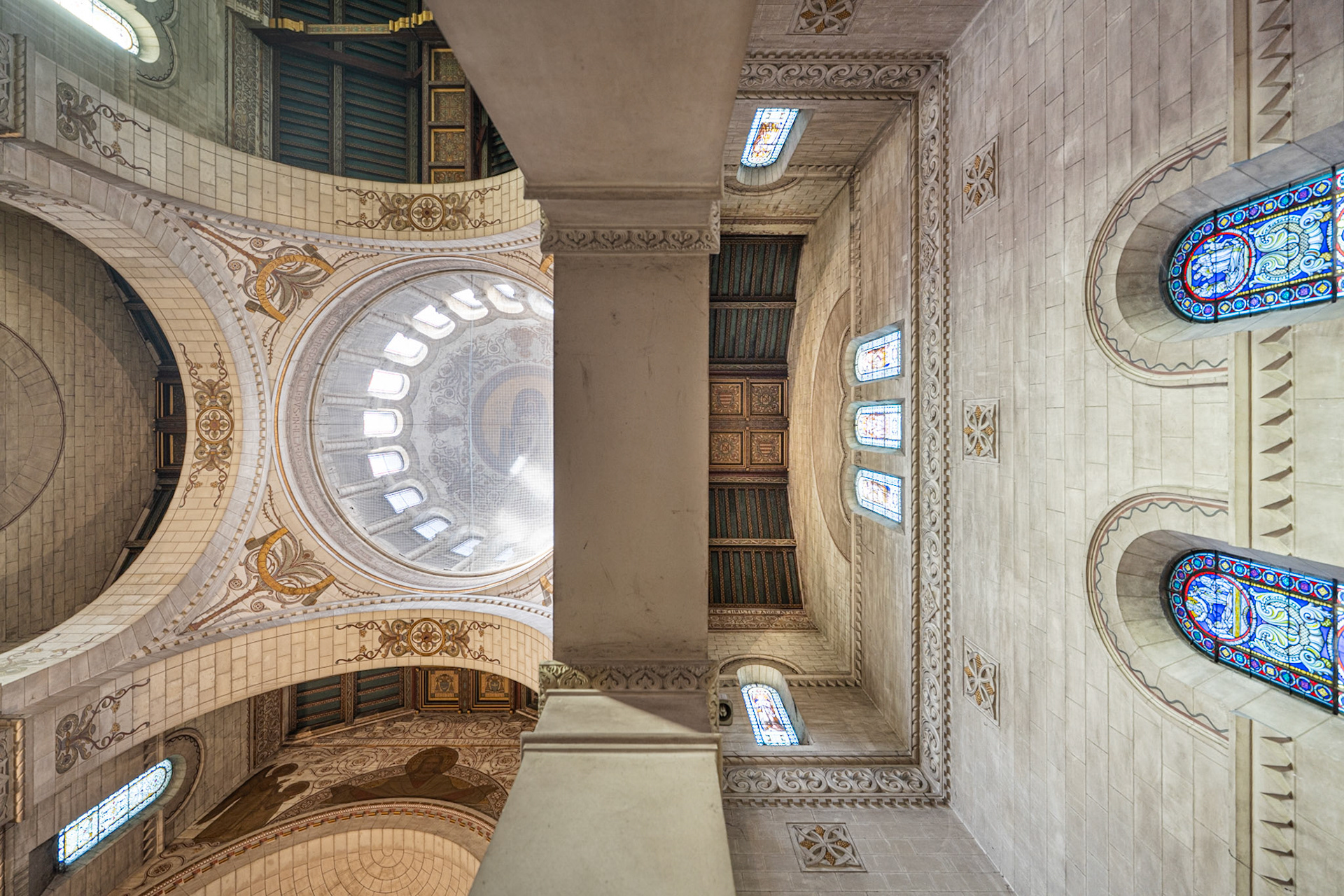 dome and stained glass windows