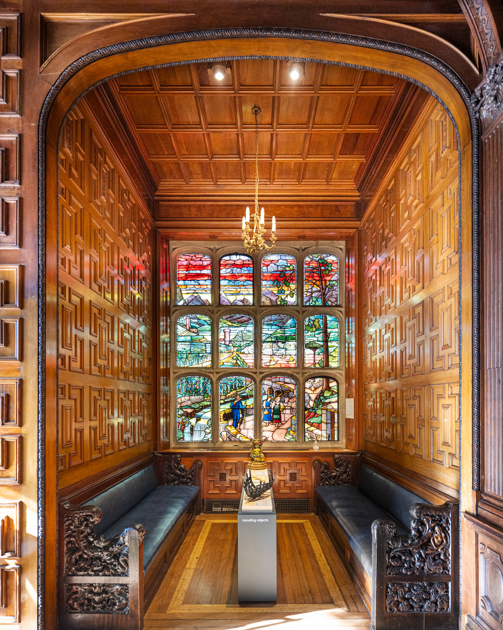 stained glass windows in the Great Hall