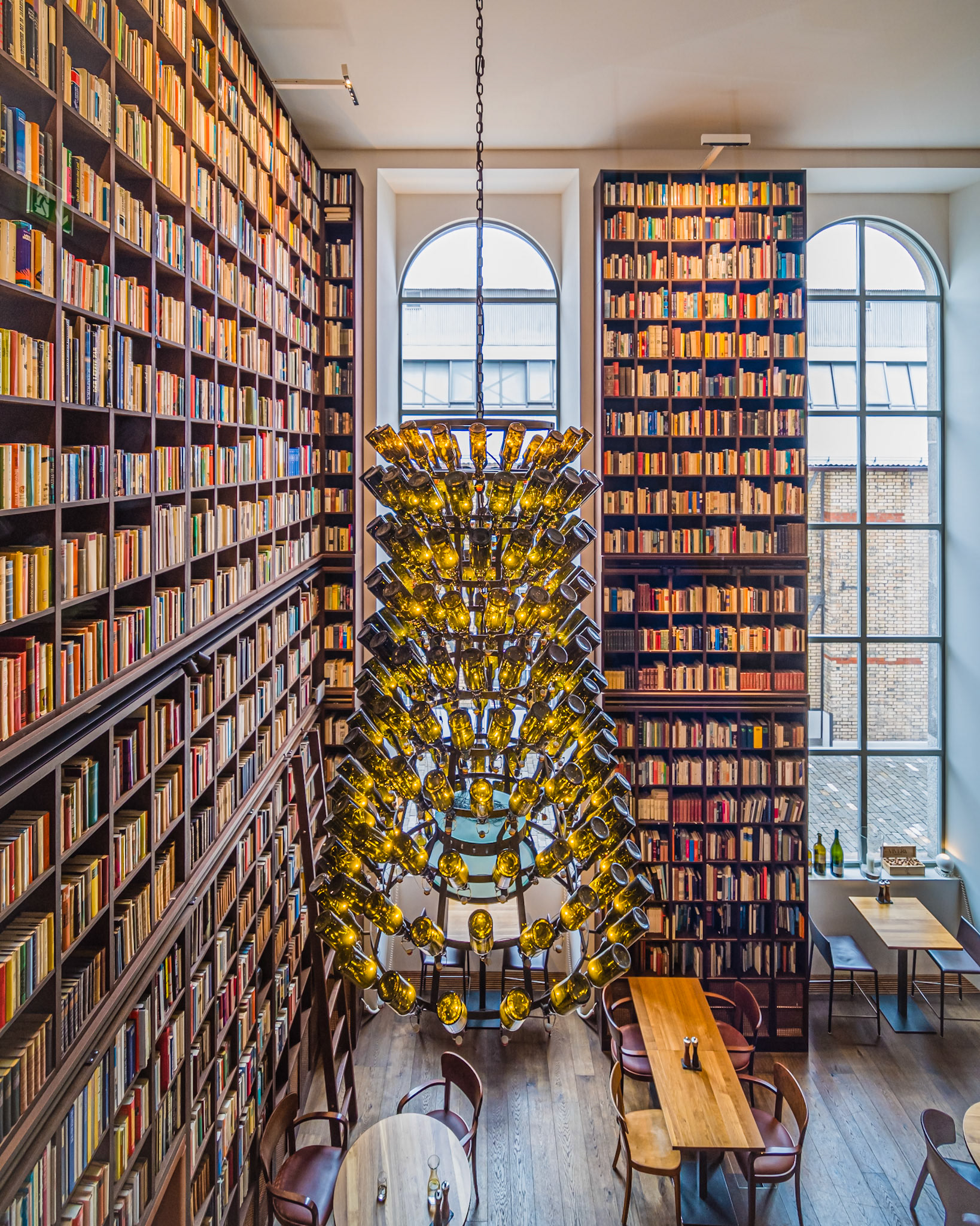Hürlimann beer bottle chandelier