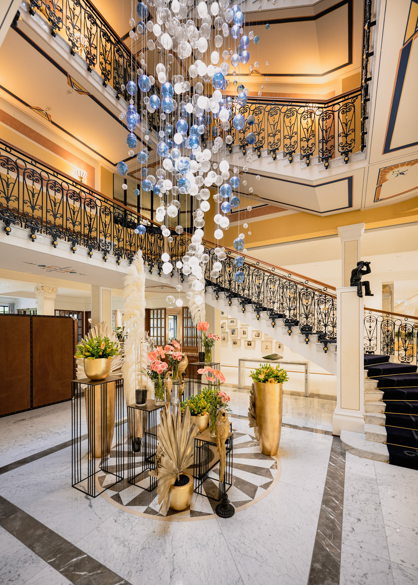 Grand Hotel Quellenhof staircase and chandelier