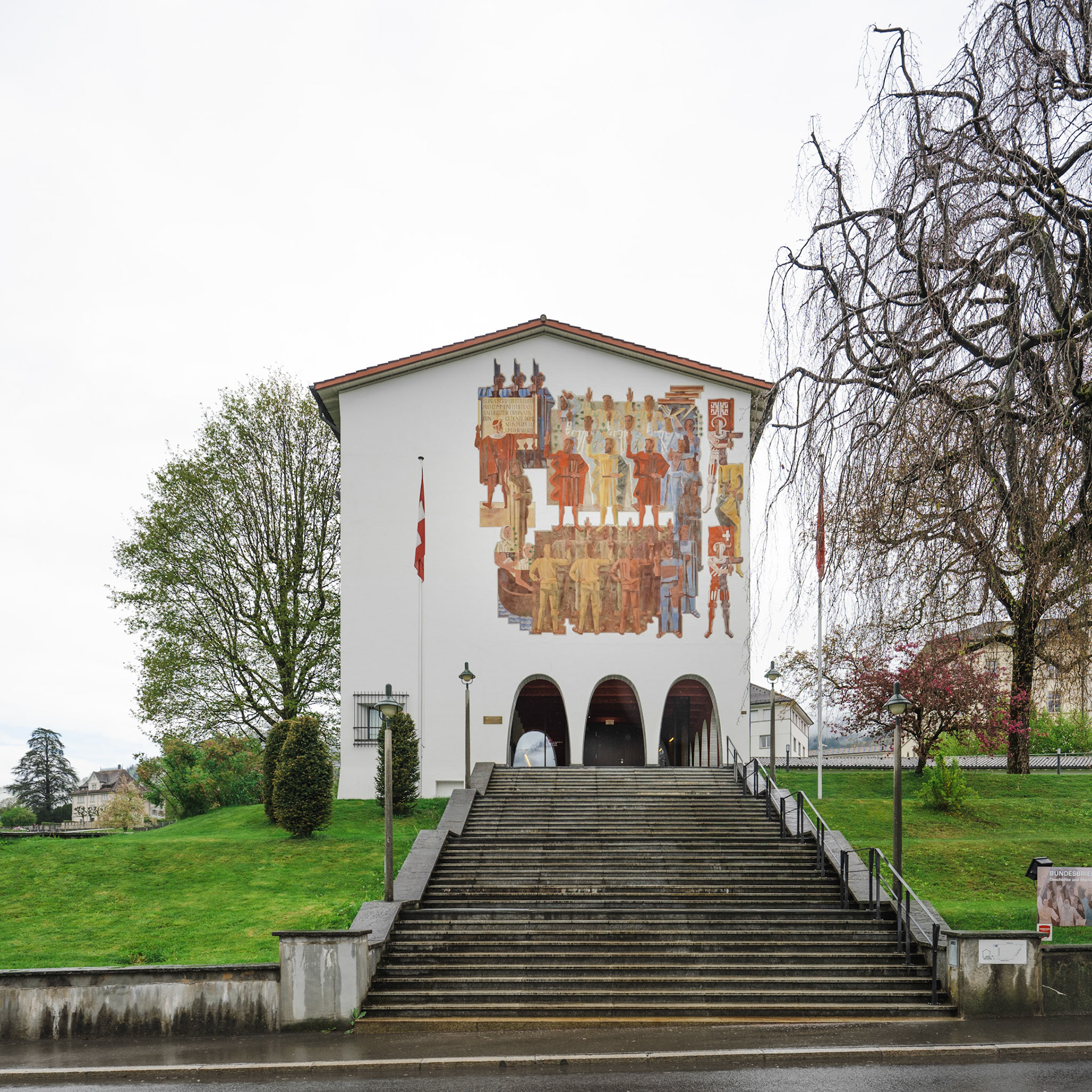 Bundesbriefmuseum and the mural "Fundamentum" by Heinrich Danioth