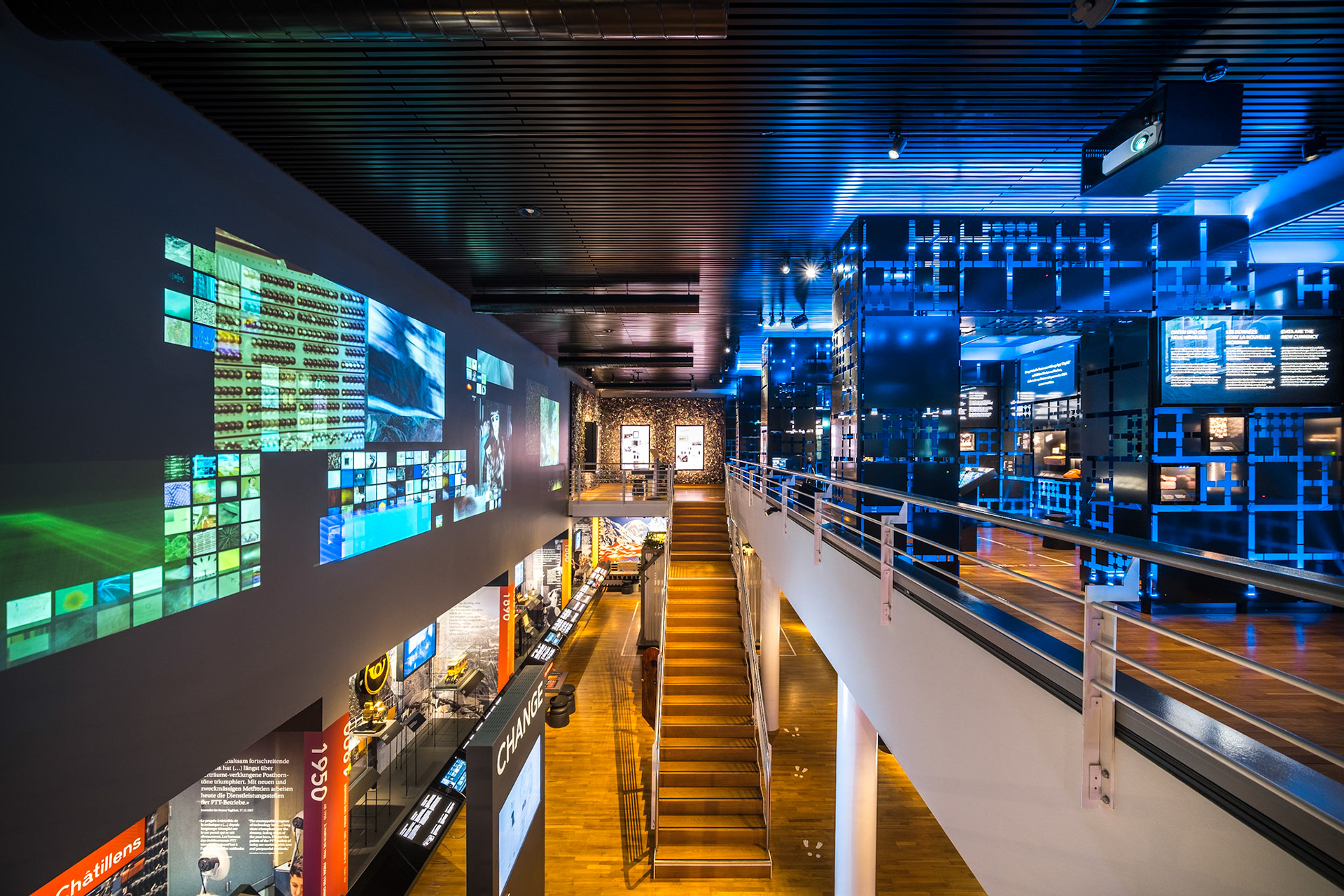 digital communication area inside the Museum für Kommunikation, Bern