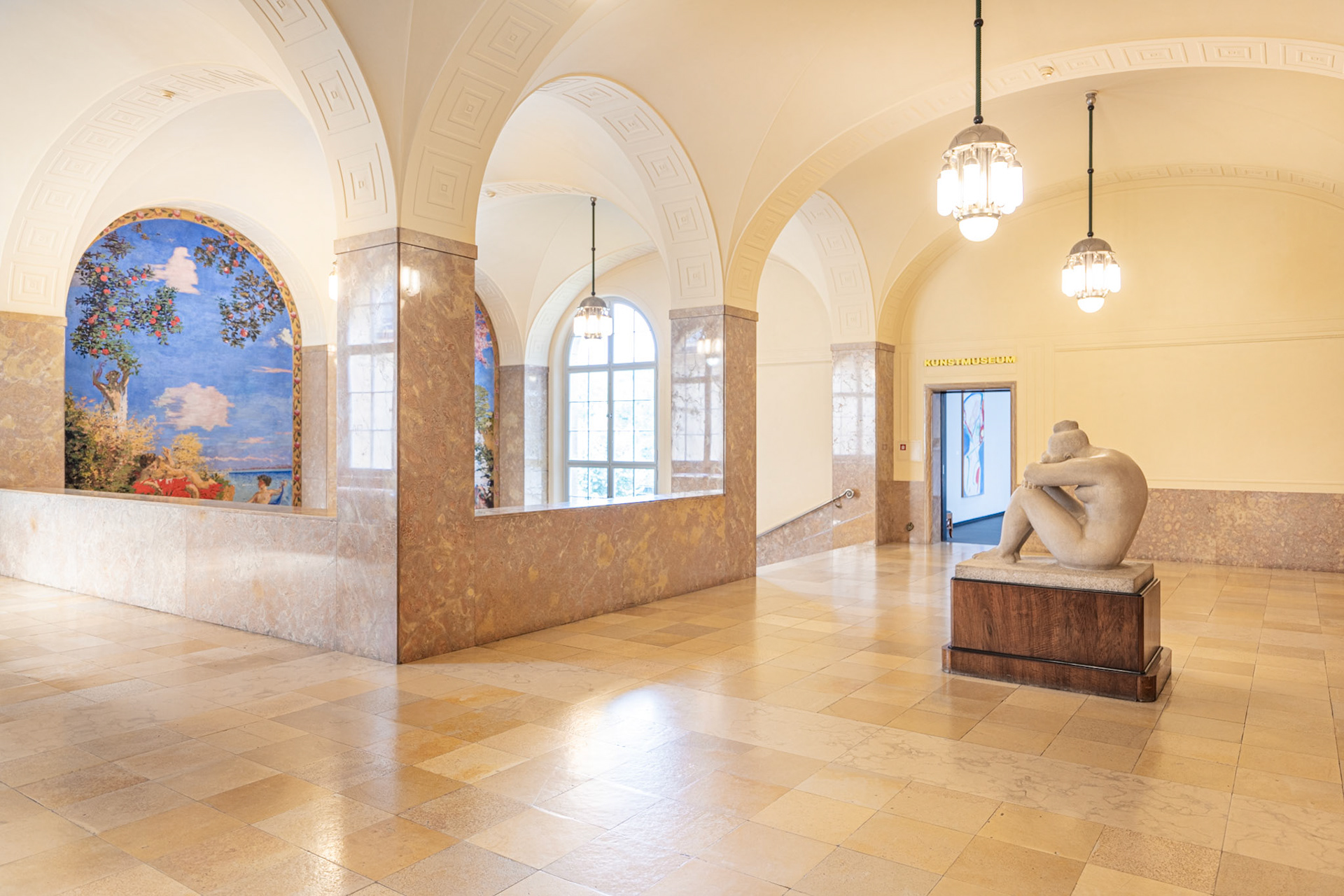 entrance staircase first floor with paintings by Ker-Xavier Roussel