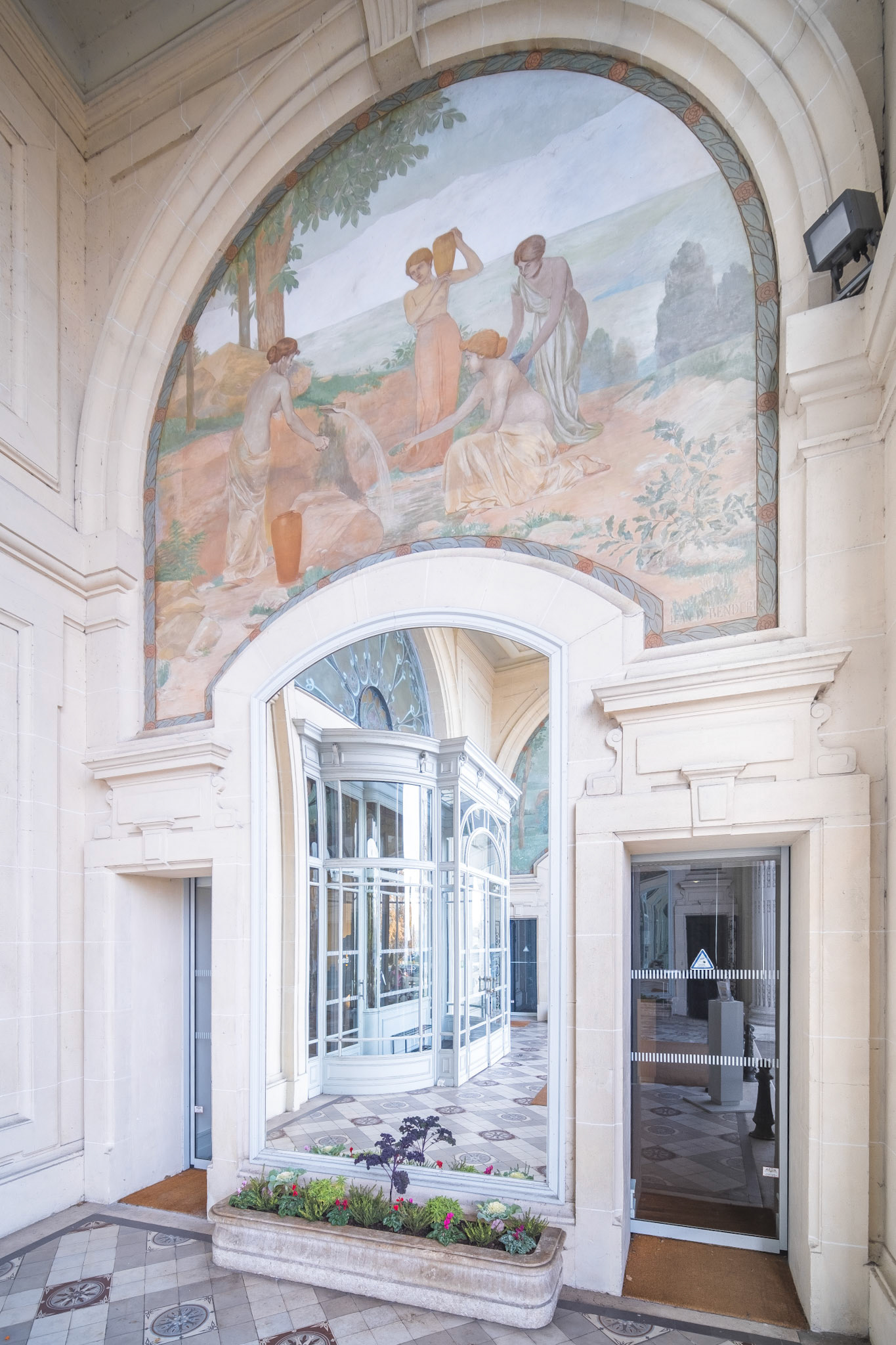 Palais Lumière - entrance with painting "Nymphs at the Spring" by Jean Benderly